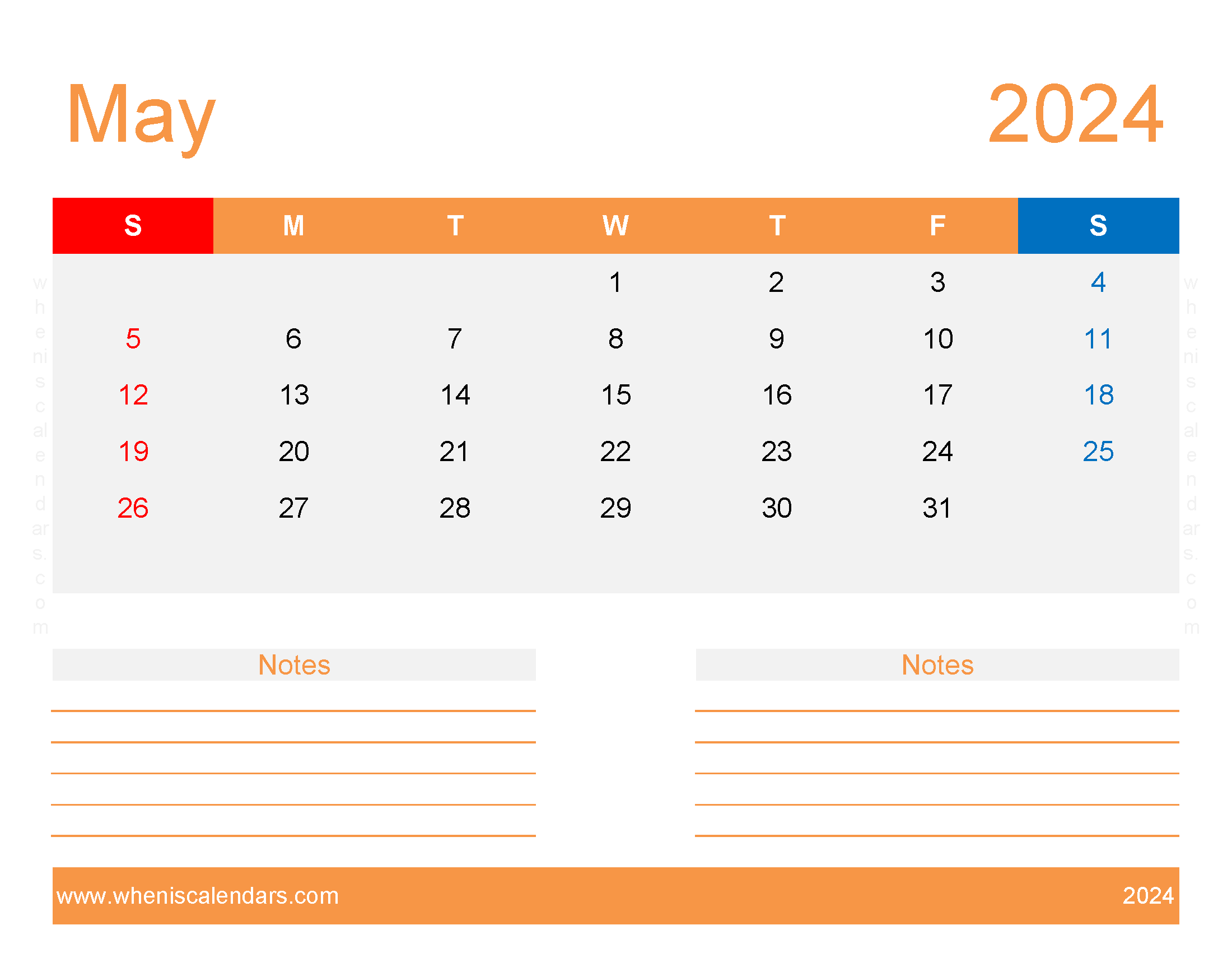 Blank May 2024 Calendar editable Monthly Calendar