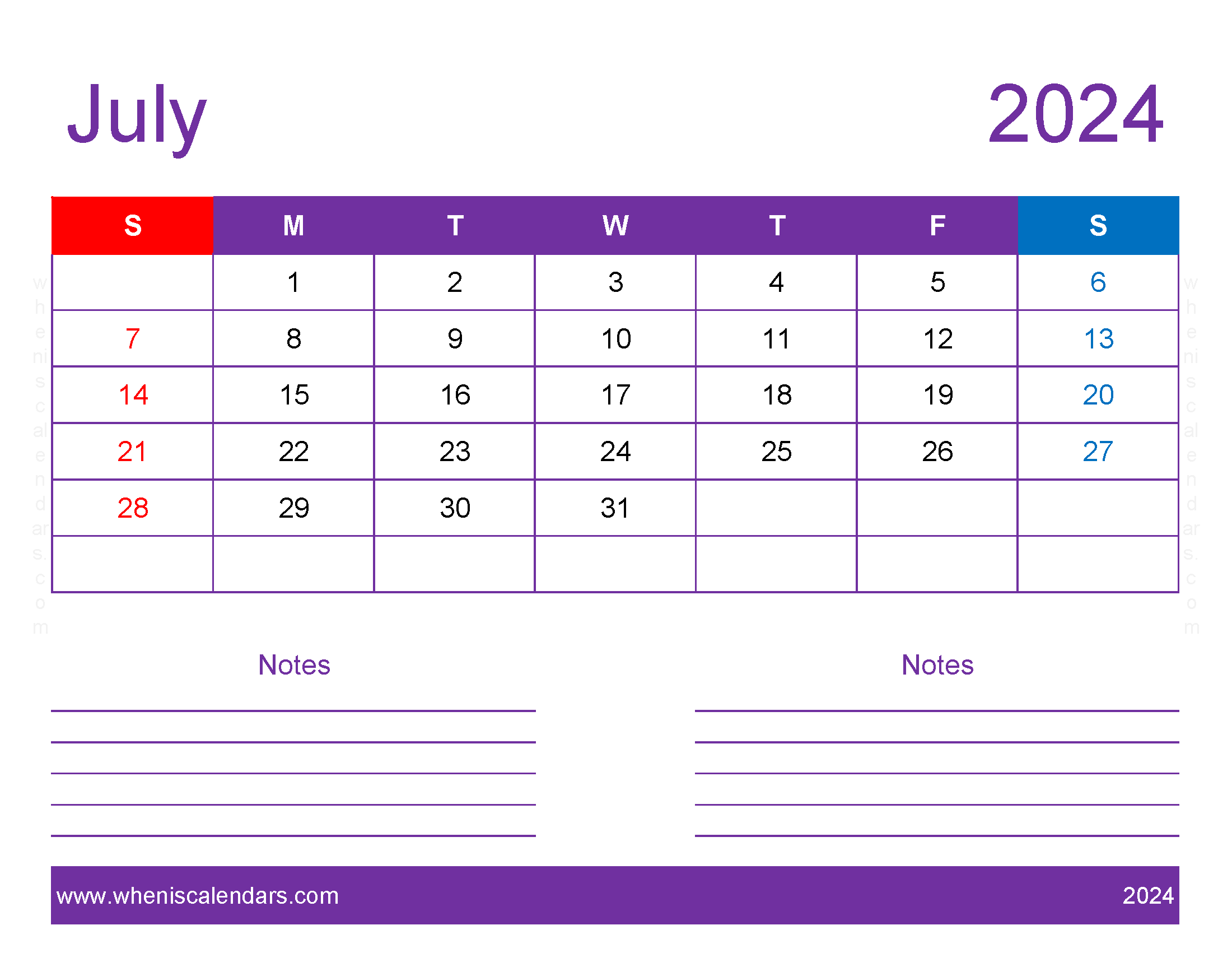 editable Calendar Jul 2024 Monthly Calendar