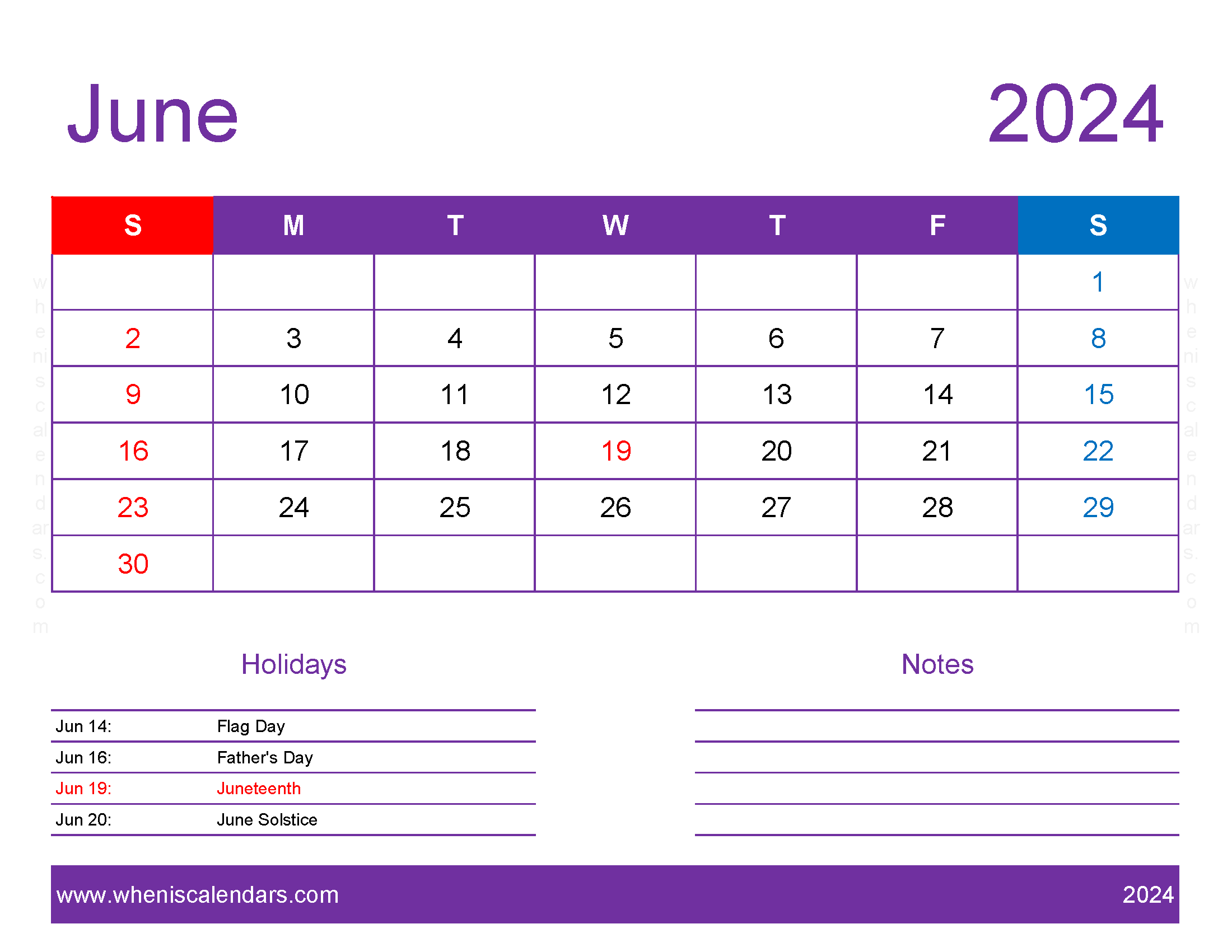 June 2024 Printable Calendar waterproof Monthly Calendar