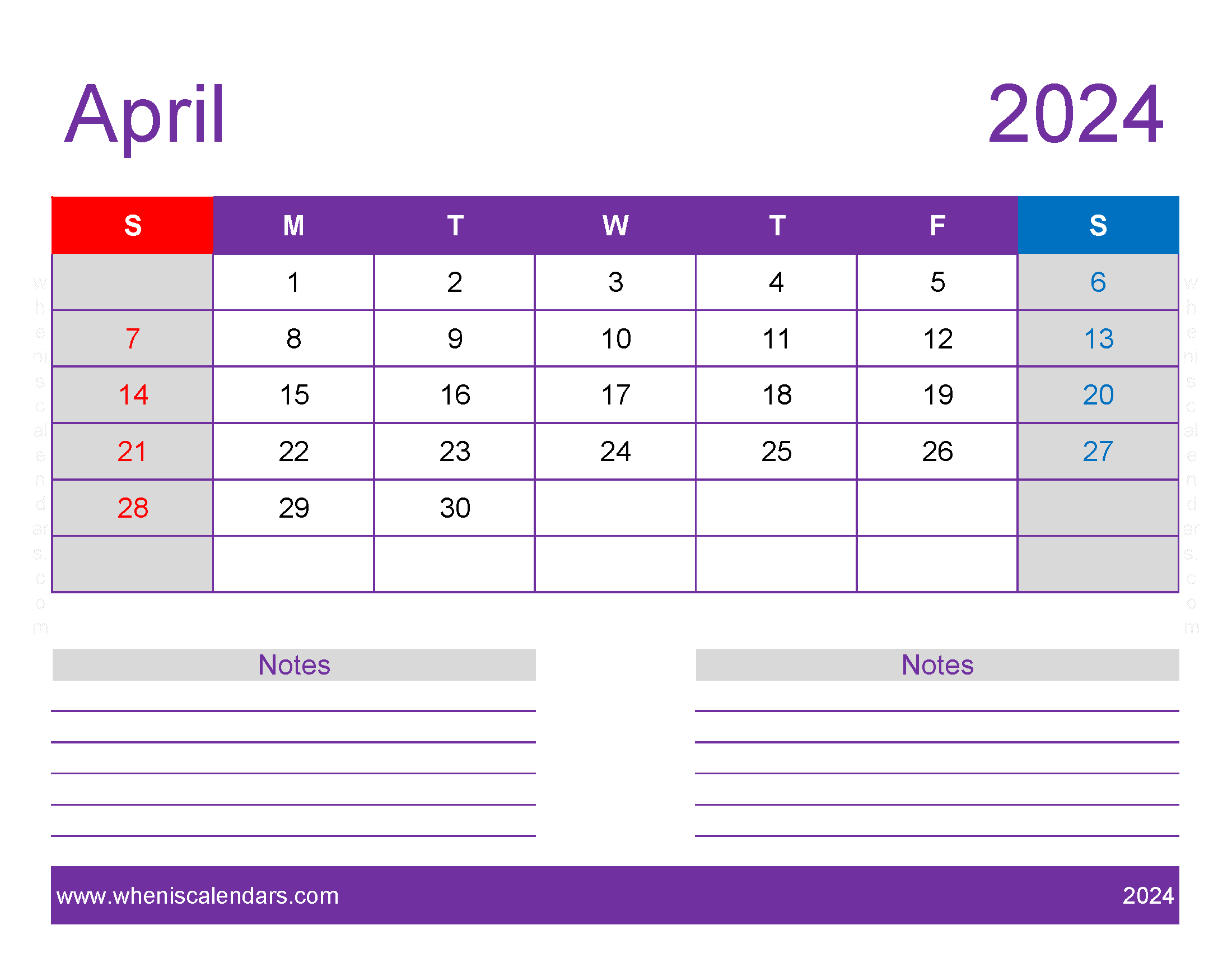 April 2024 monthly Calendar Template Monthly Calendar