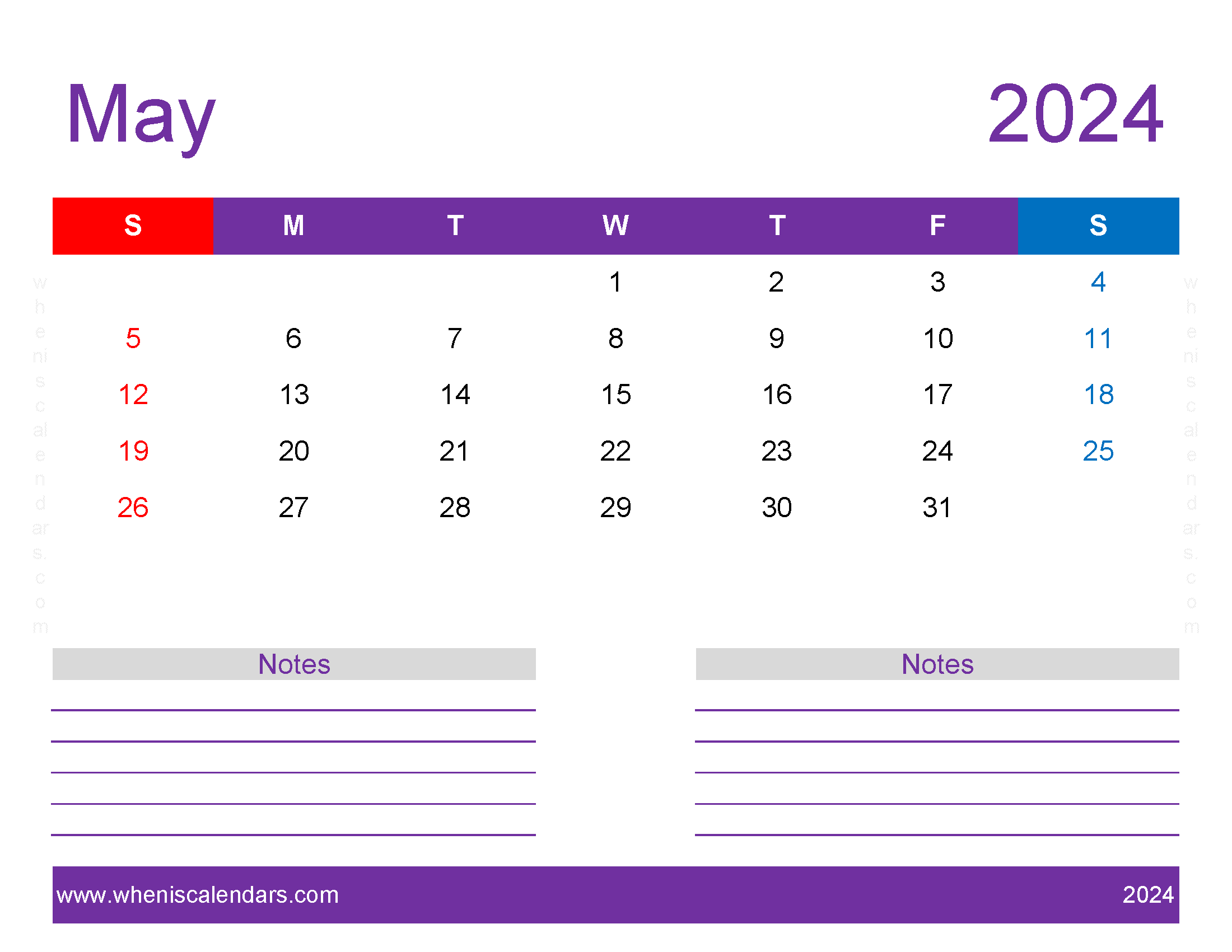 print Free Calendar May 2024 Monthly Calendar