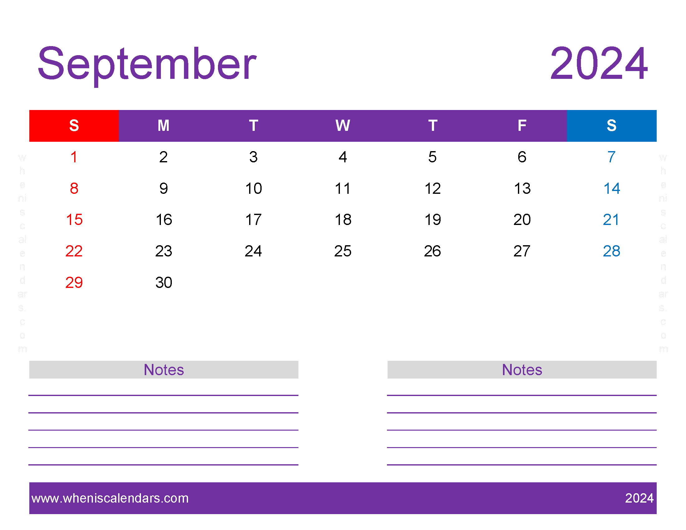 print Free Calendar September 2024 Monthly Calendar