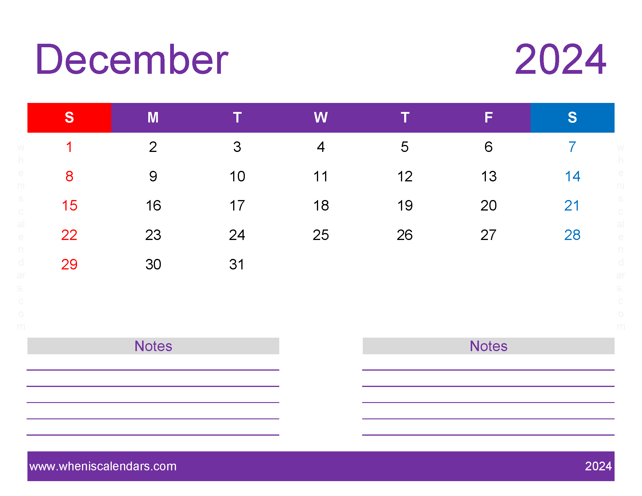 print Free Calendar December 2024 Monthly Calendar