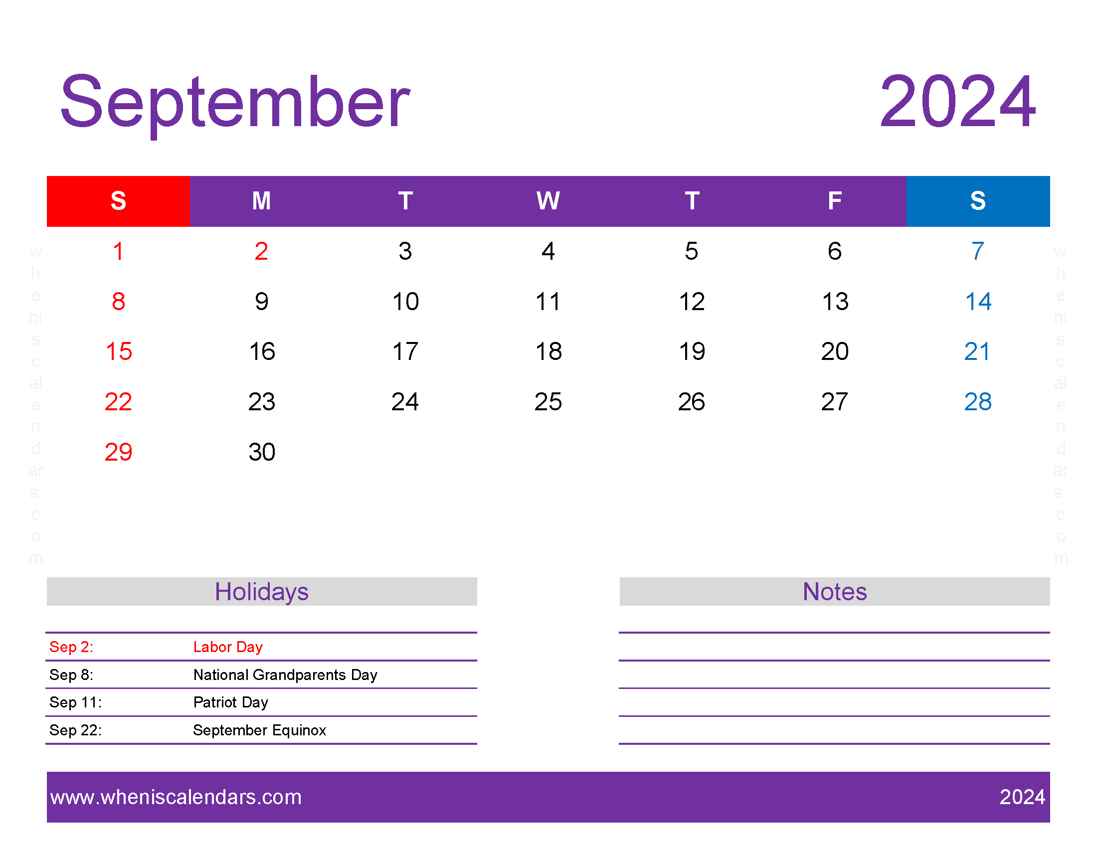 Free Printable Sept 2024 Monthly Calendar