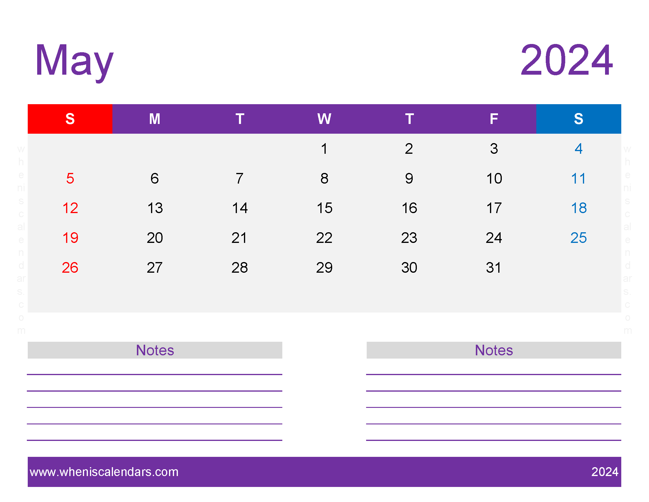 print May 2024 Calendar page Monthly Calendar