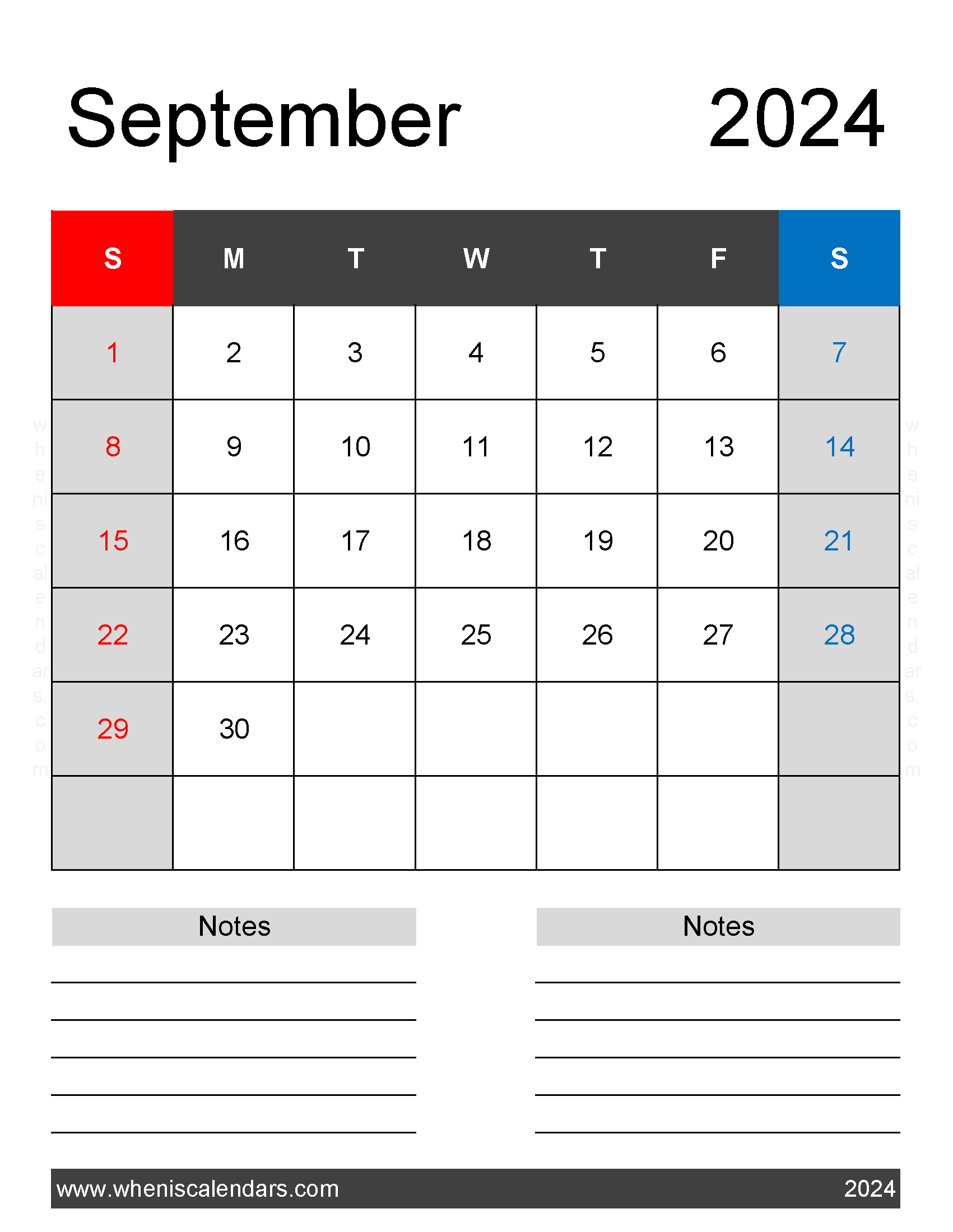 September 2024 Calendar Free Printable with Holidays Monthly Calendar