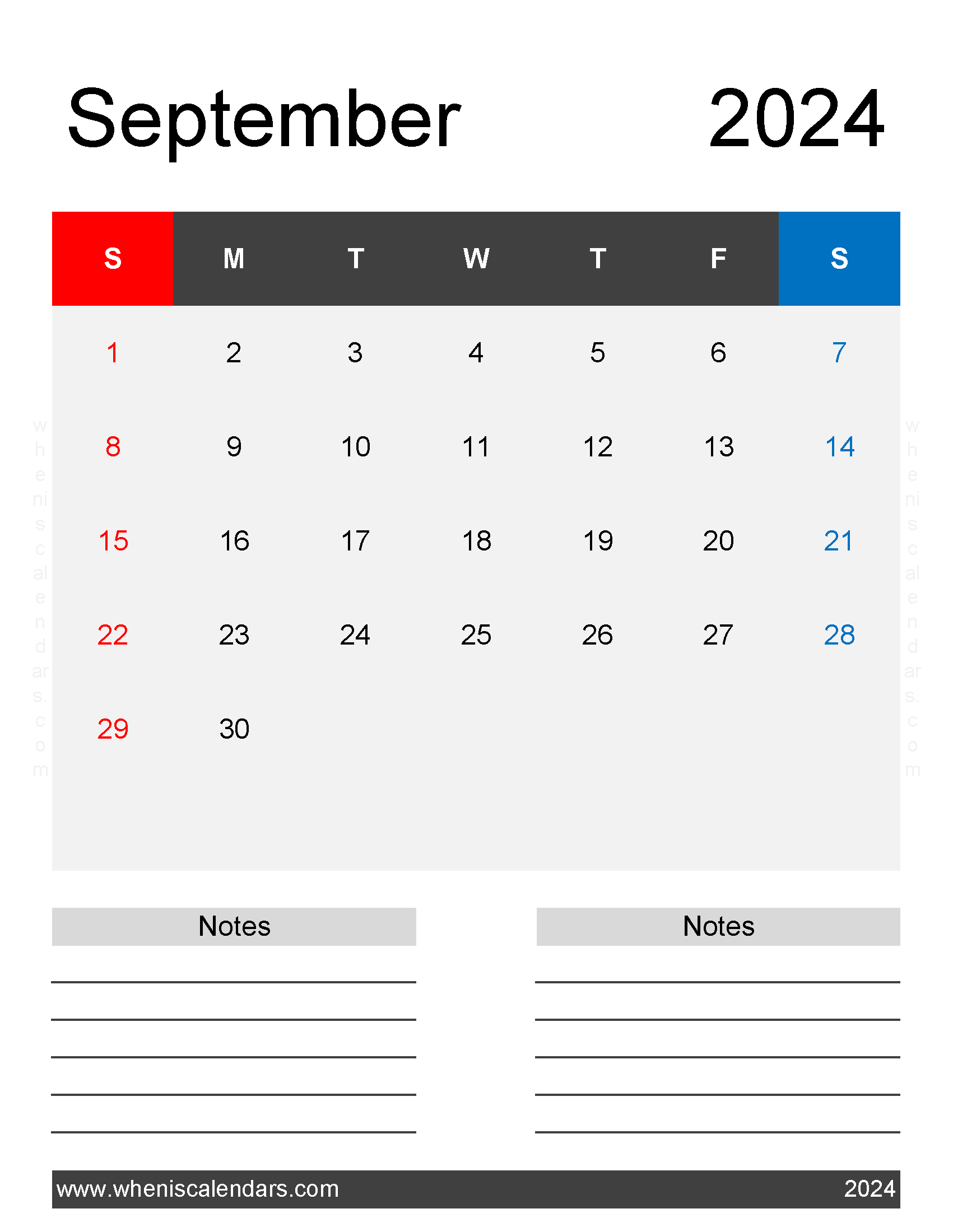 Holiday for the month of September 2024 Monthly Calendar