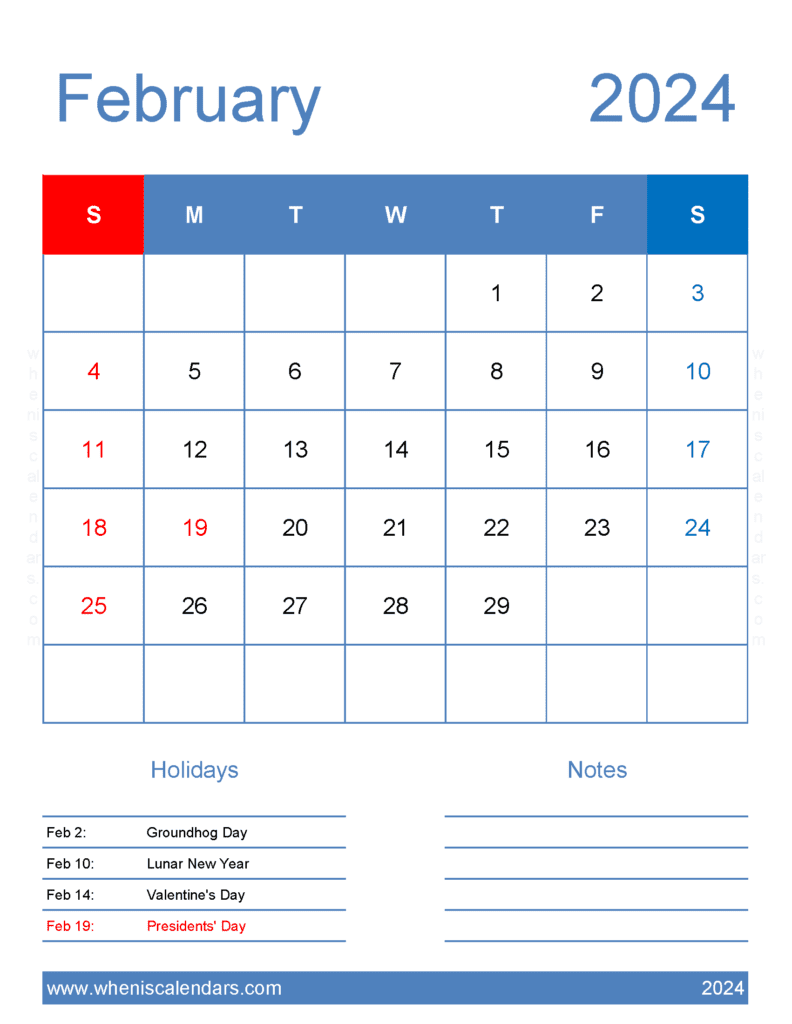 Blank February Calendar 2024 Printable Monthly Calendar