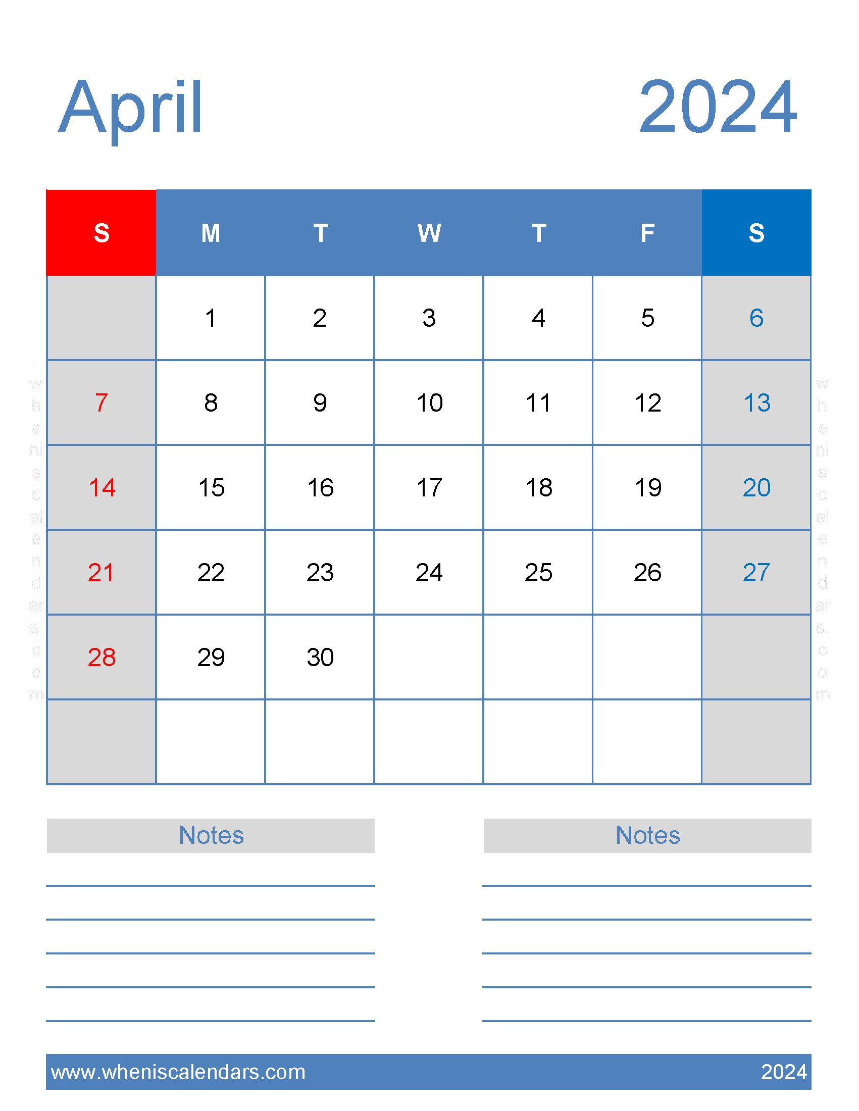 April 2024 Calendar with Holidays Printable Free Monthly Calendar