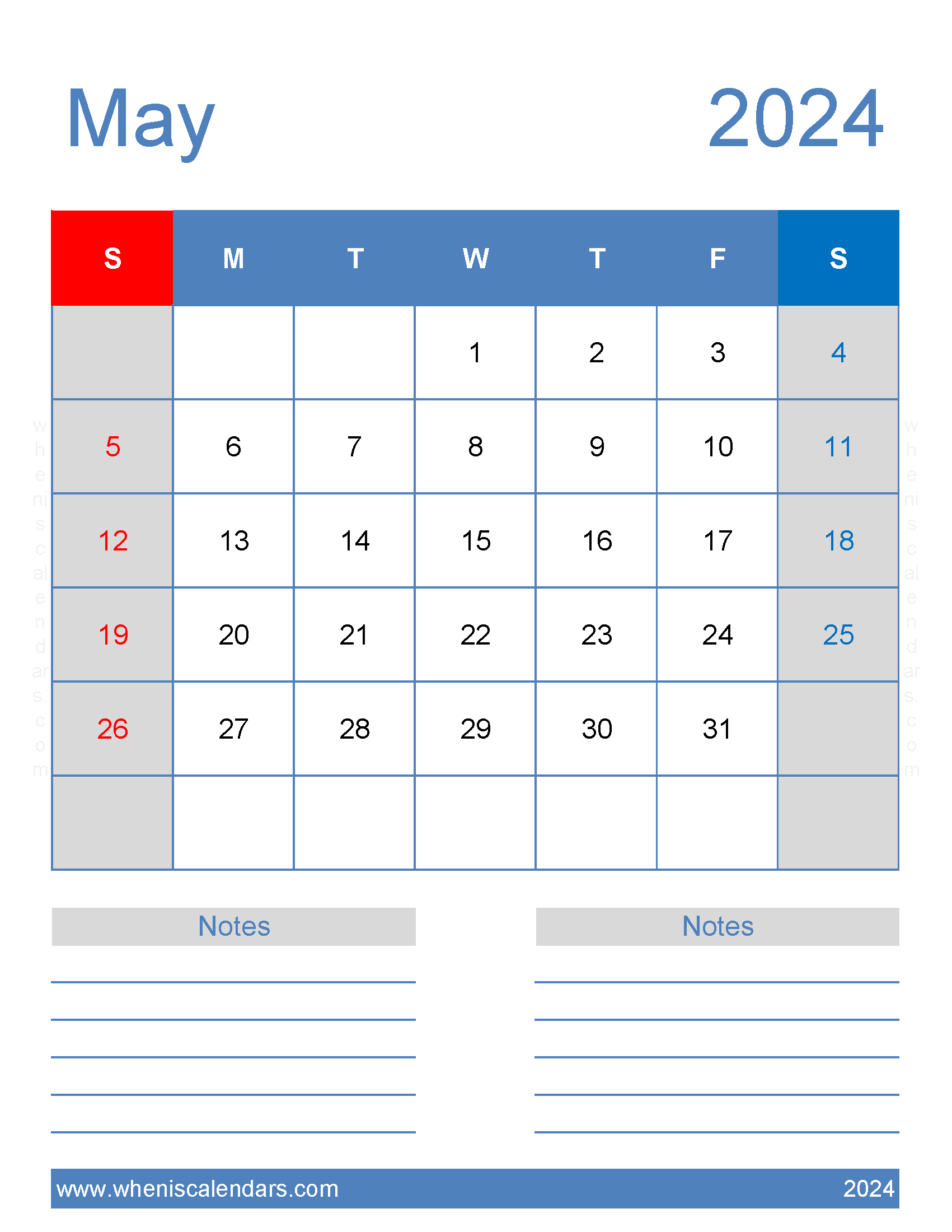 May 2024 Calendar with Holidays Printable Free Monthly Calendar