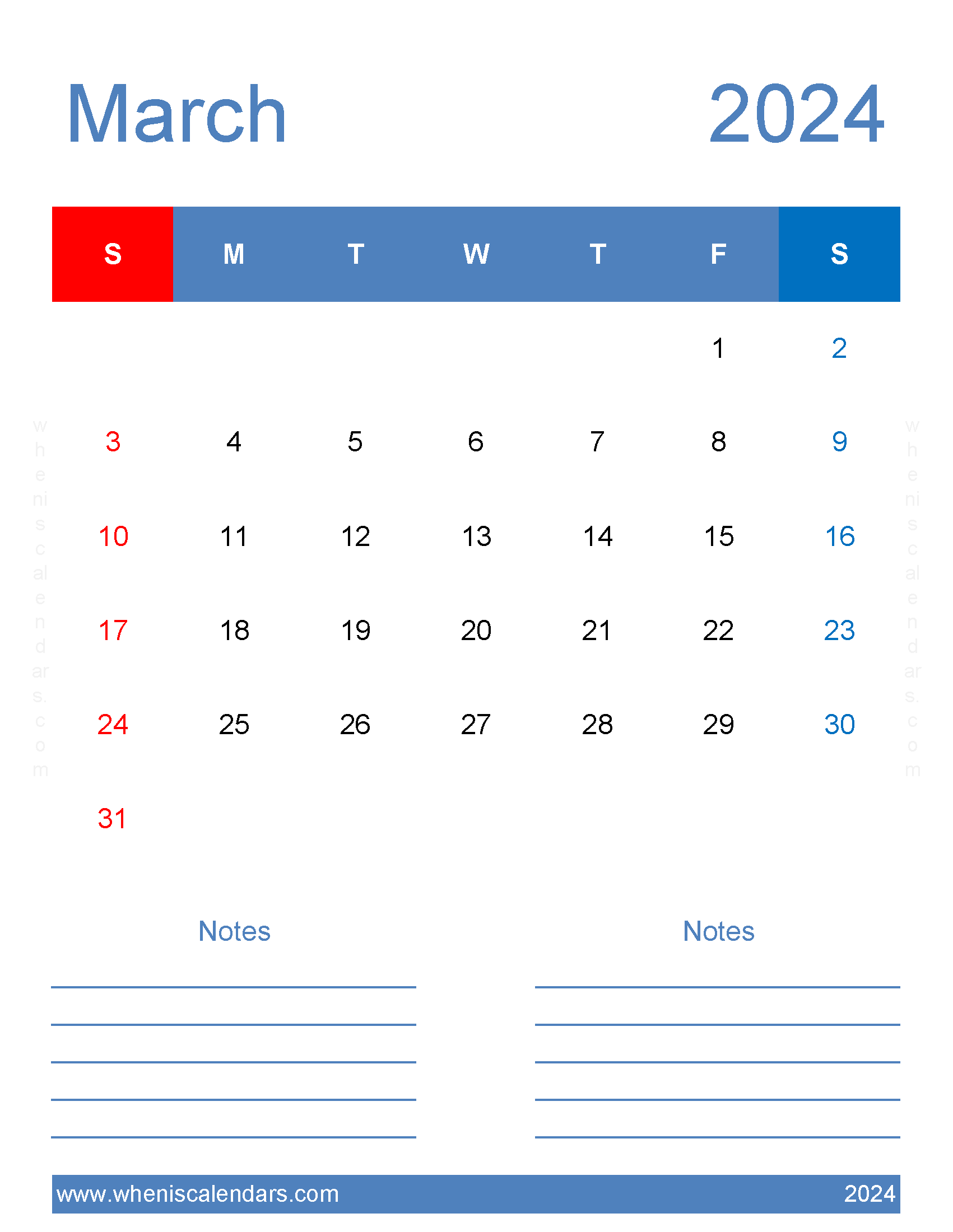 Mar 2024 editable Calendar Monthly Calendar