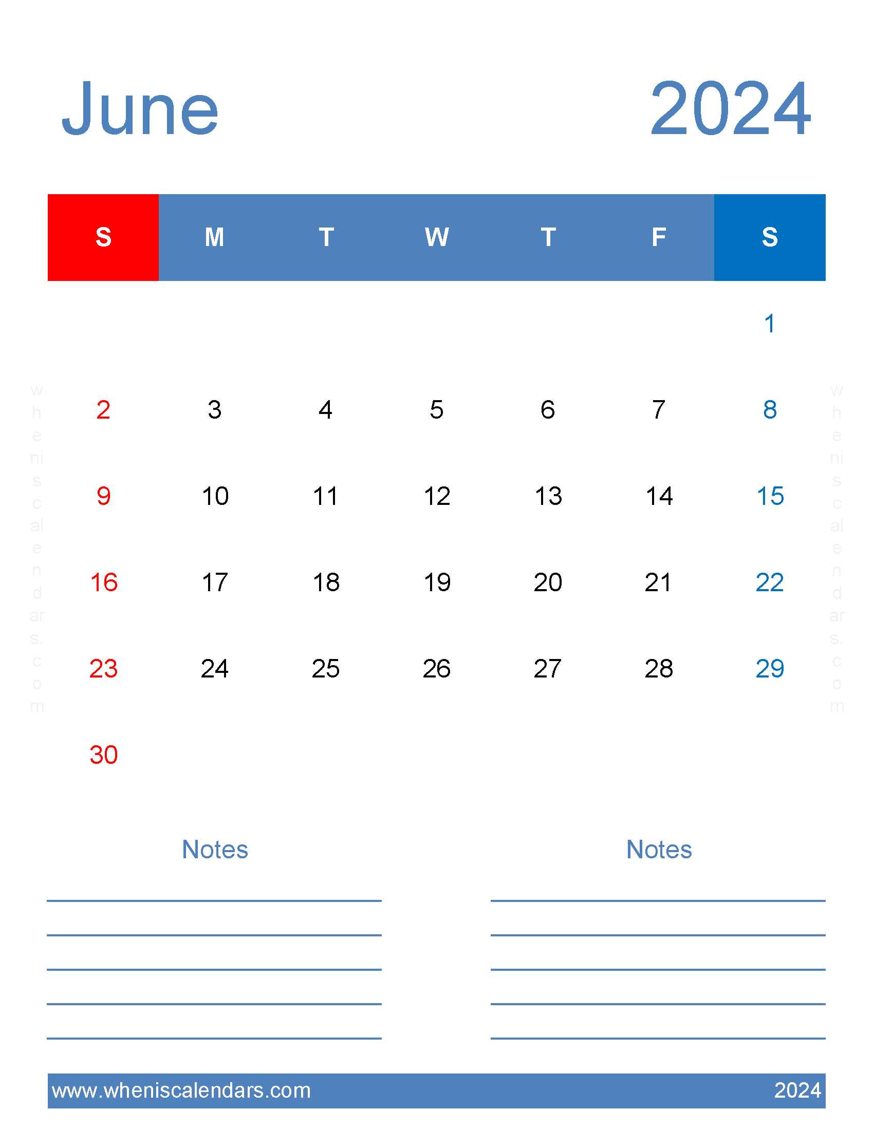 Jun 2024 editable Calendar Monthly Calendar