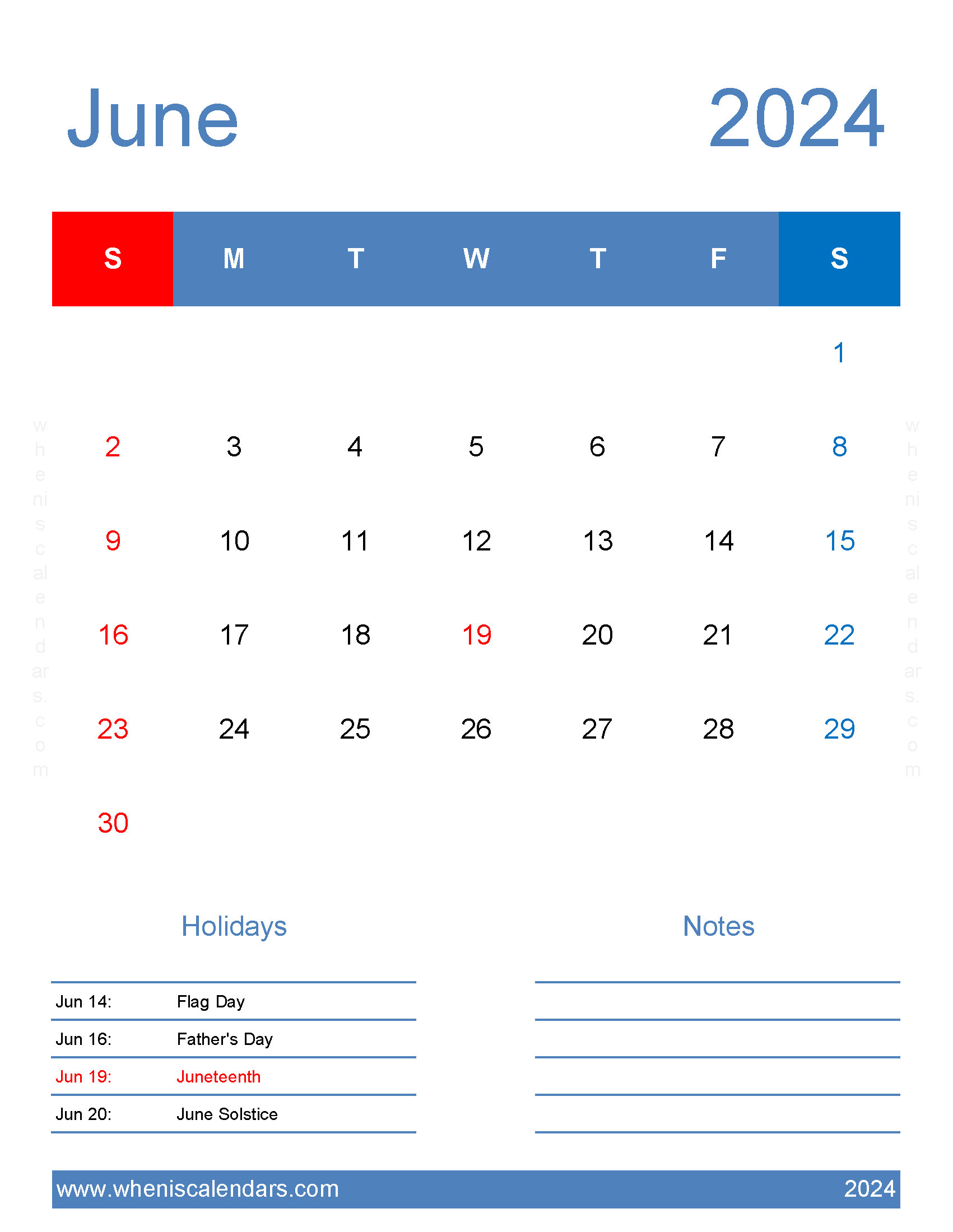 editable June Calendar 2024 Monthly Calendar