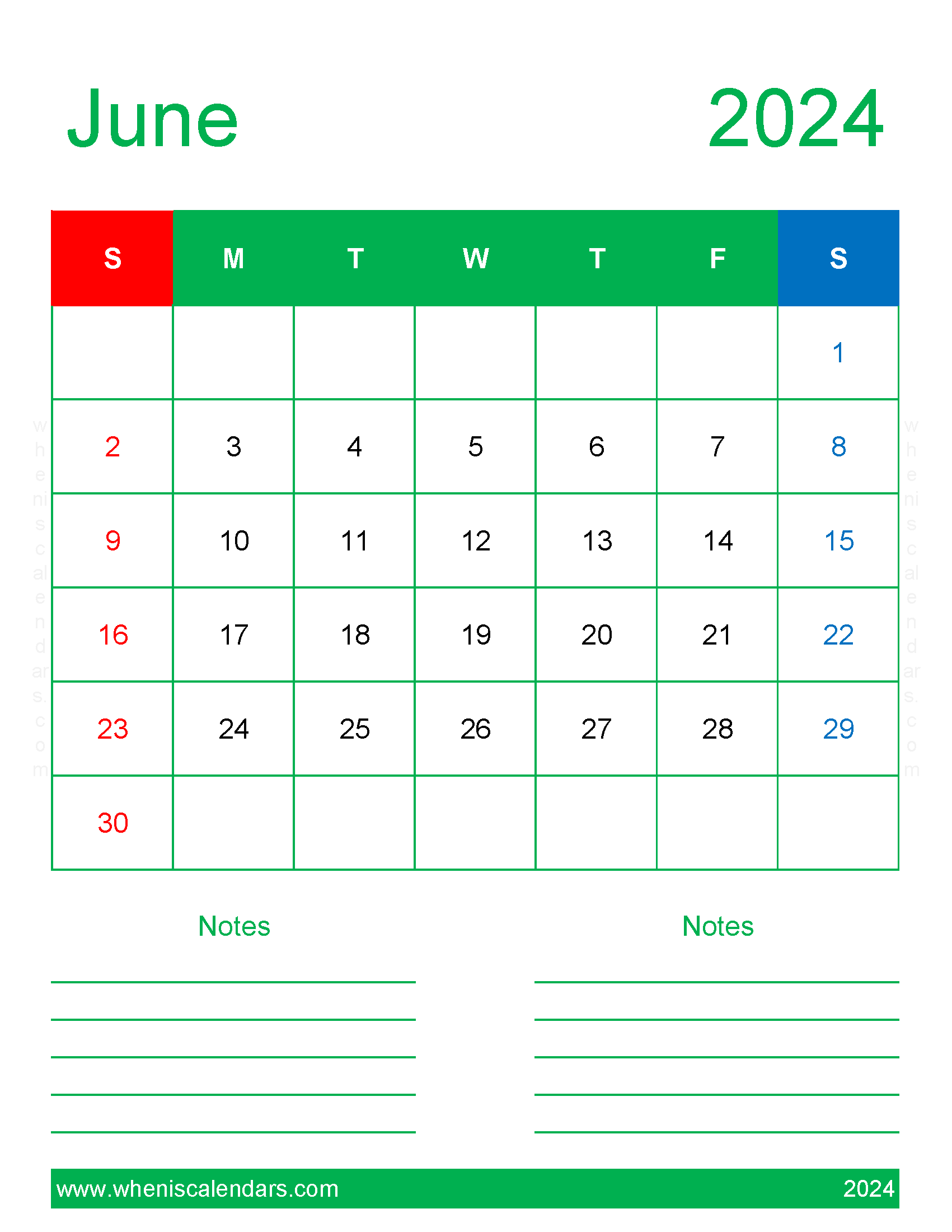 print Calendar 2024 June Monthly Calendar
