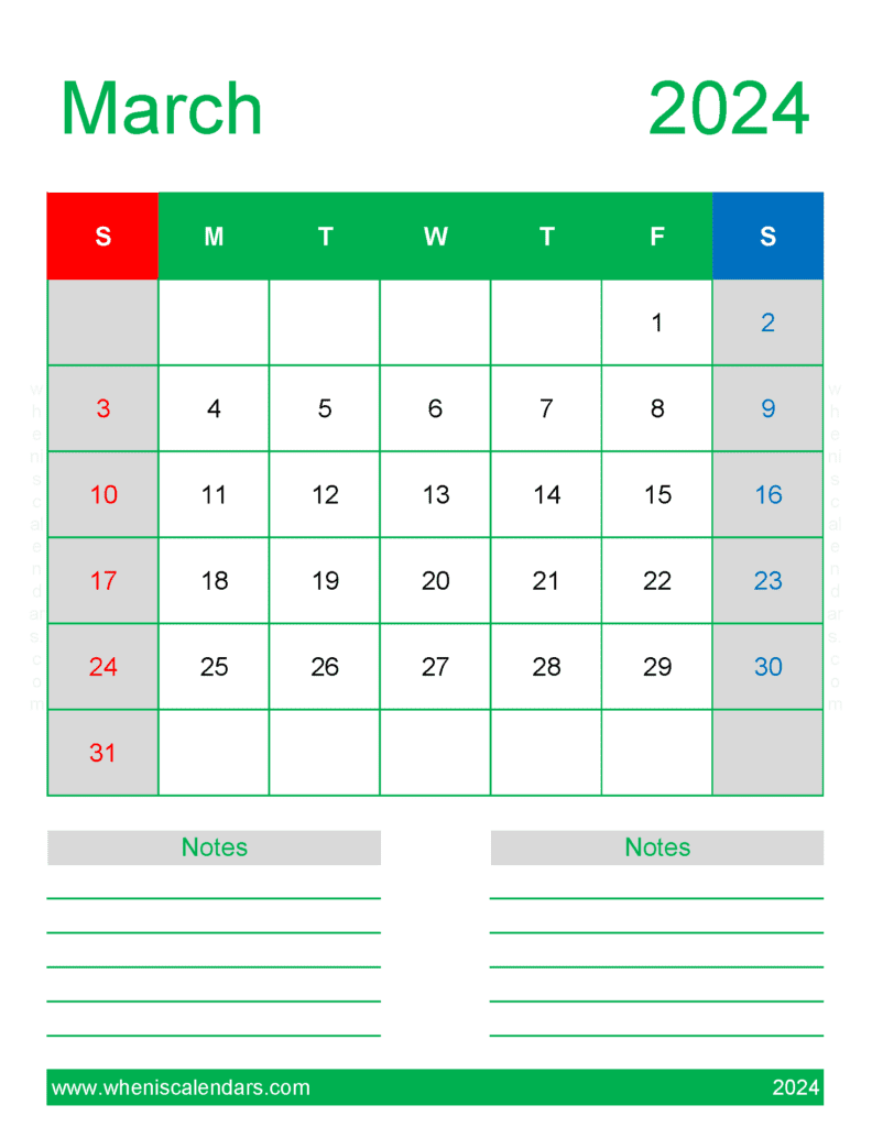 Download March 2024 Calendar Free Printable Calendar Letter Vertical M34270