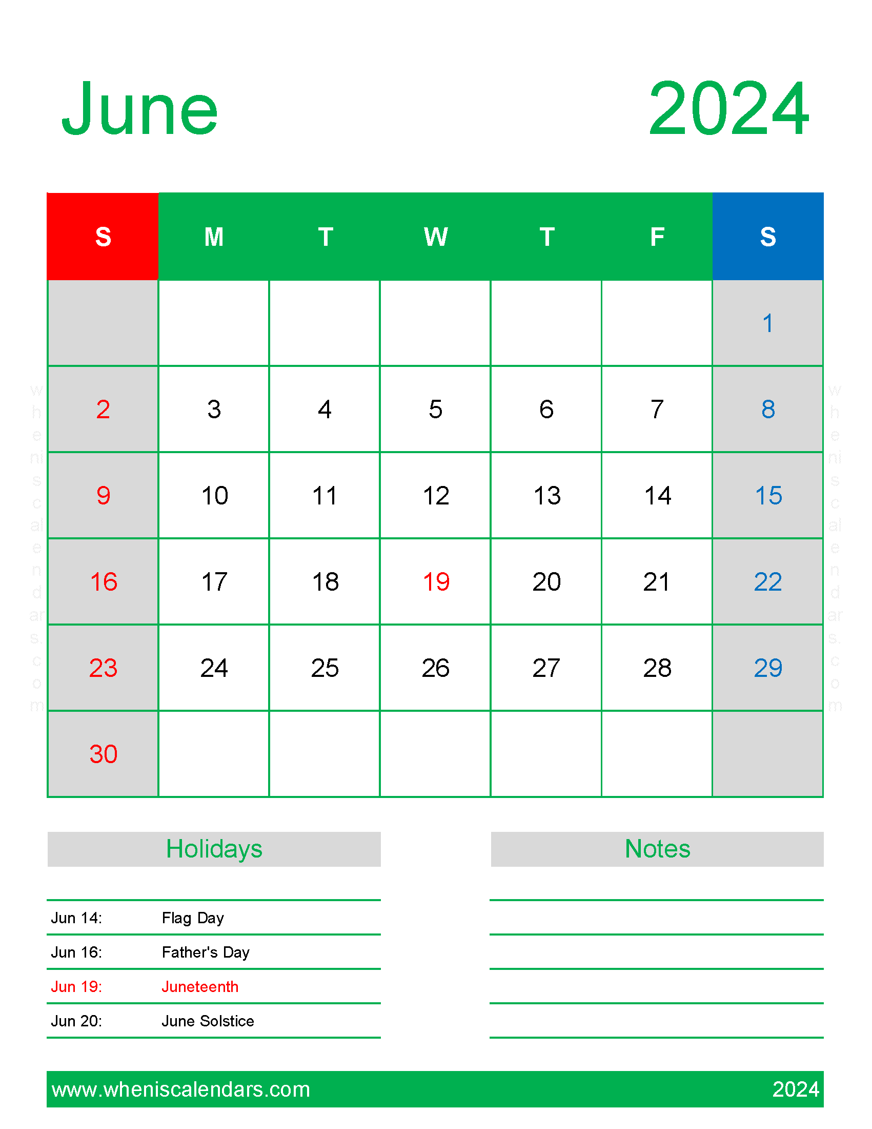 2024 June Holiday Calendar Monthly Calendar