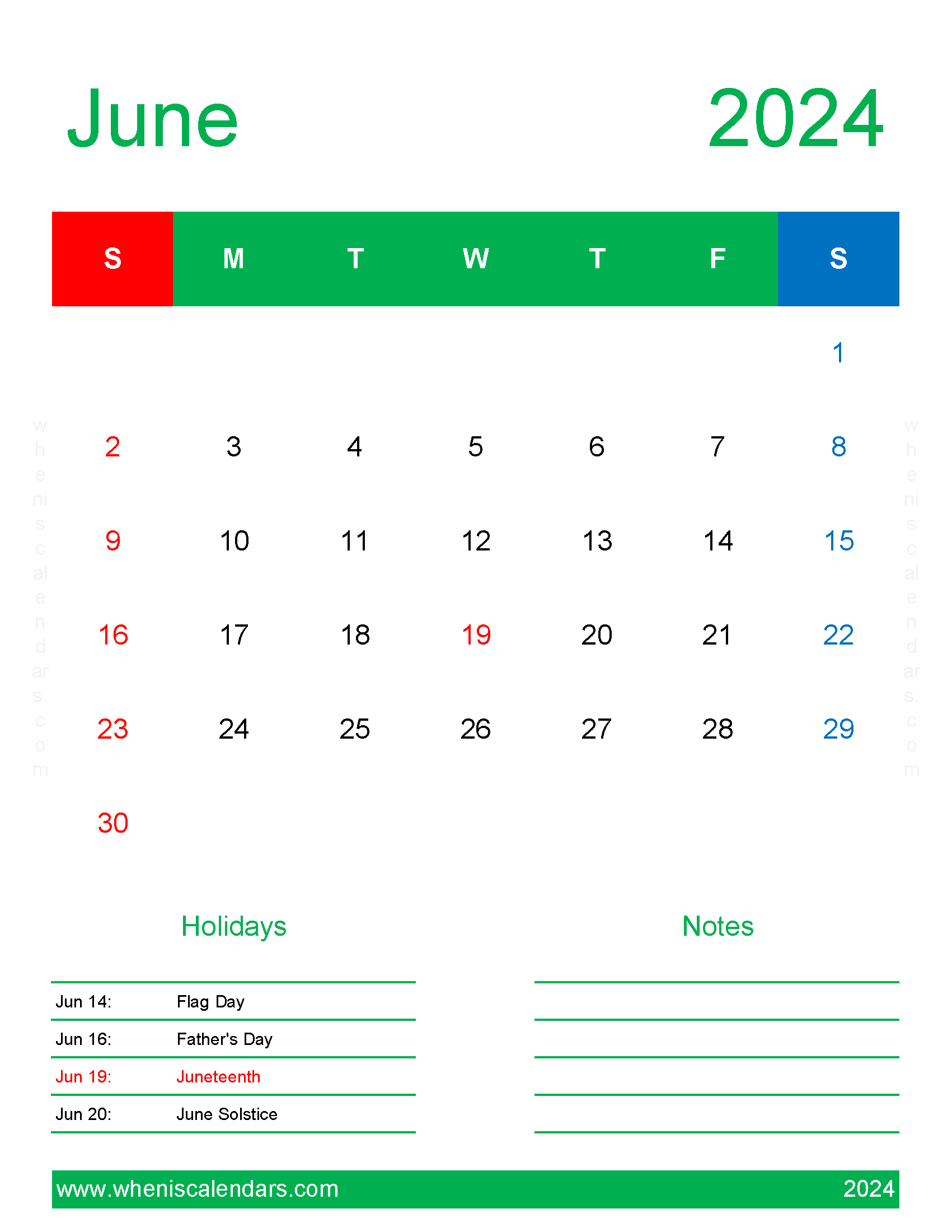 June 2024 Template Calendar Monthly Calendar