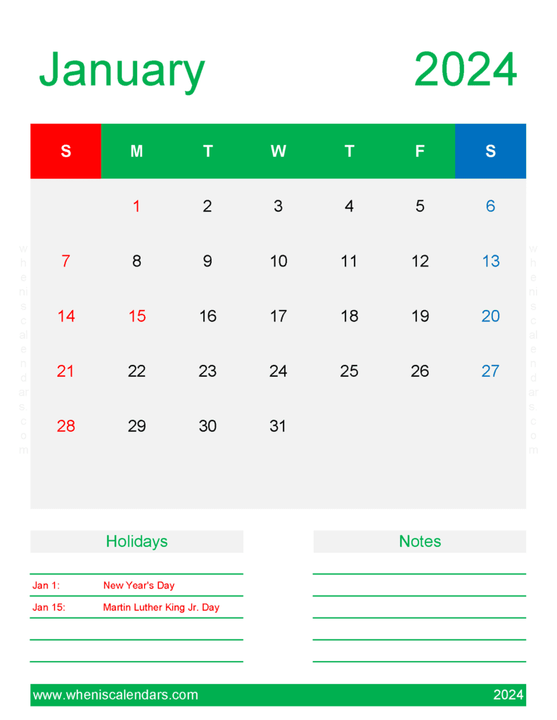 print Calendar Jan 2024 Monthly Calendar