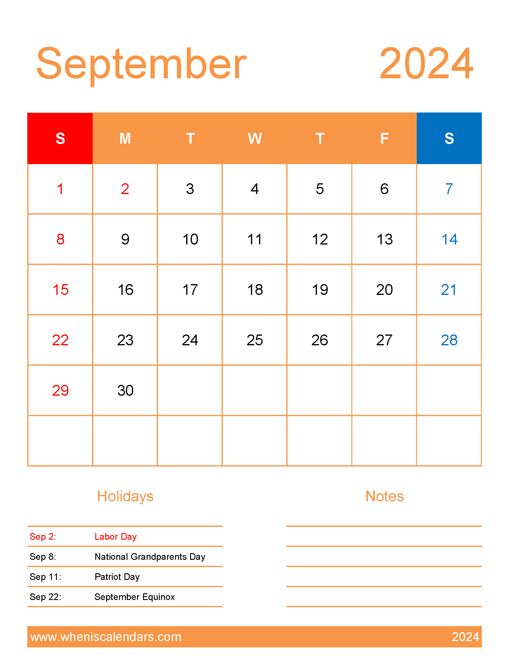 September cute Calendar 2024 Monthly Calendar