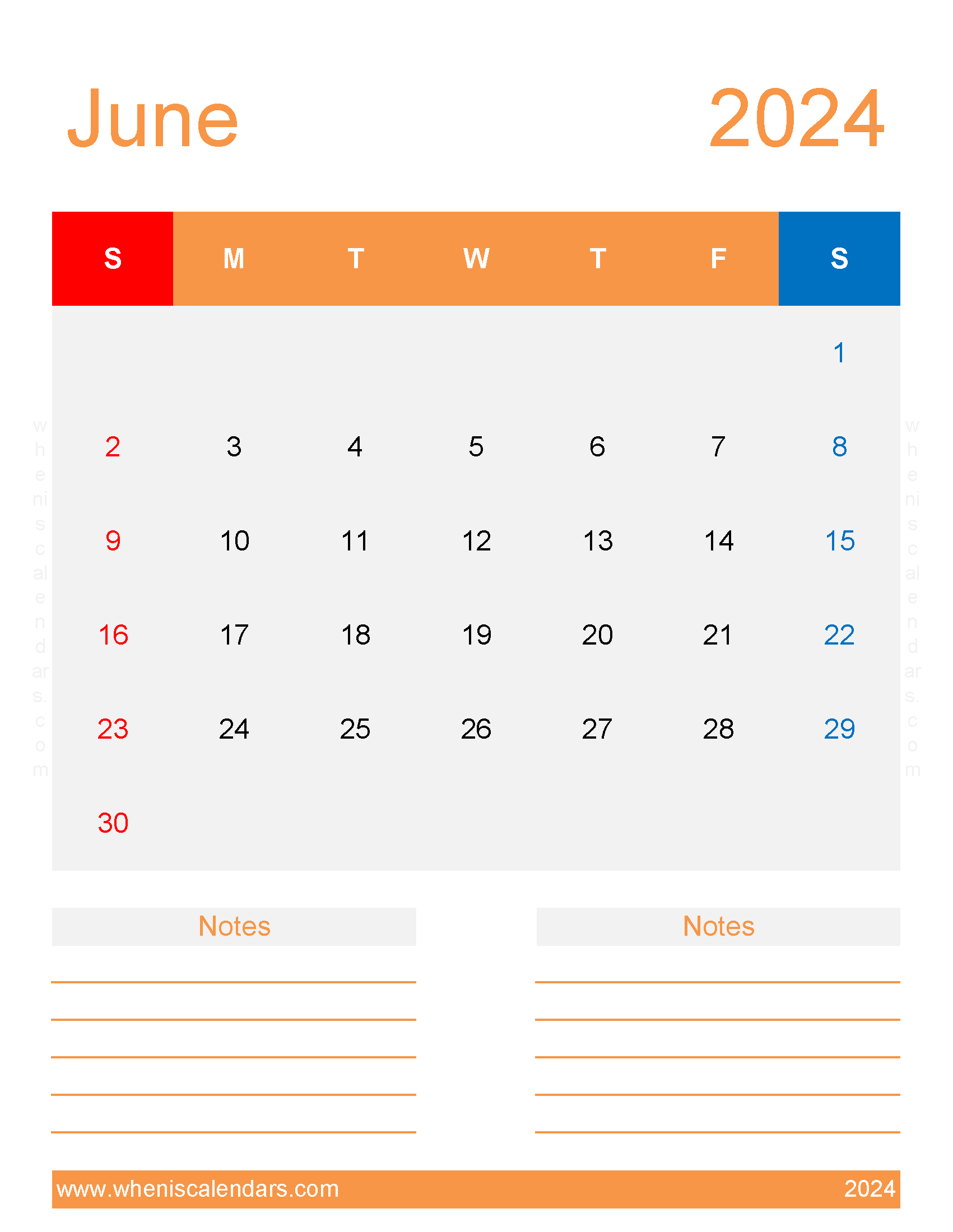 Template Calendar June 2024 Monthly Calendar