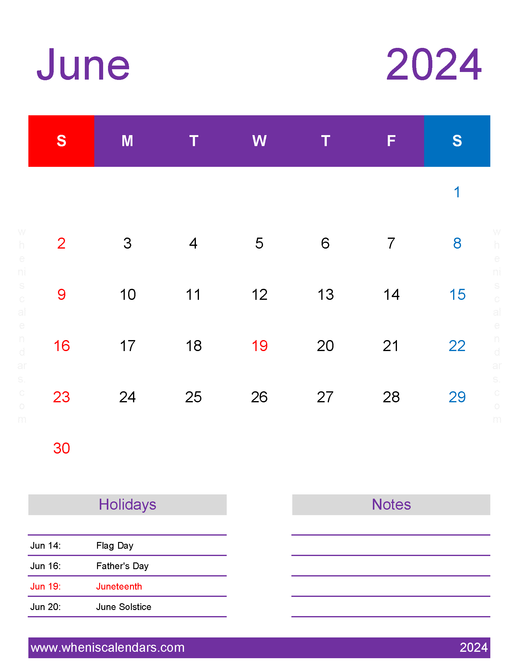 June 2024 Calendar editable Monthly Calendar
