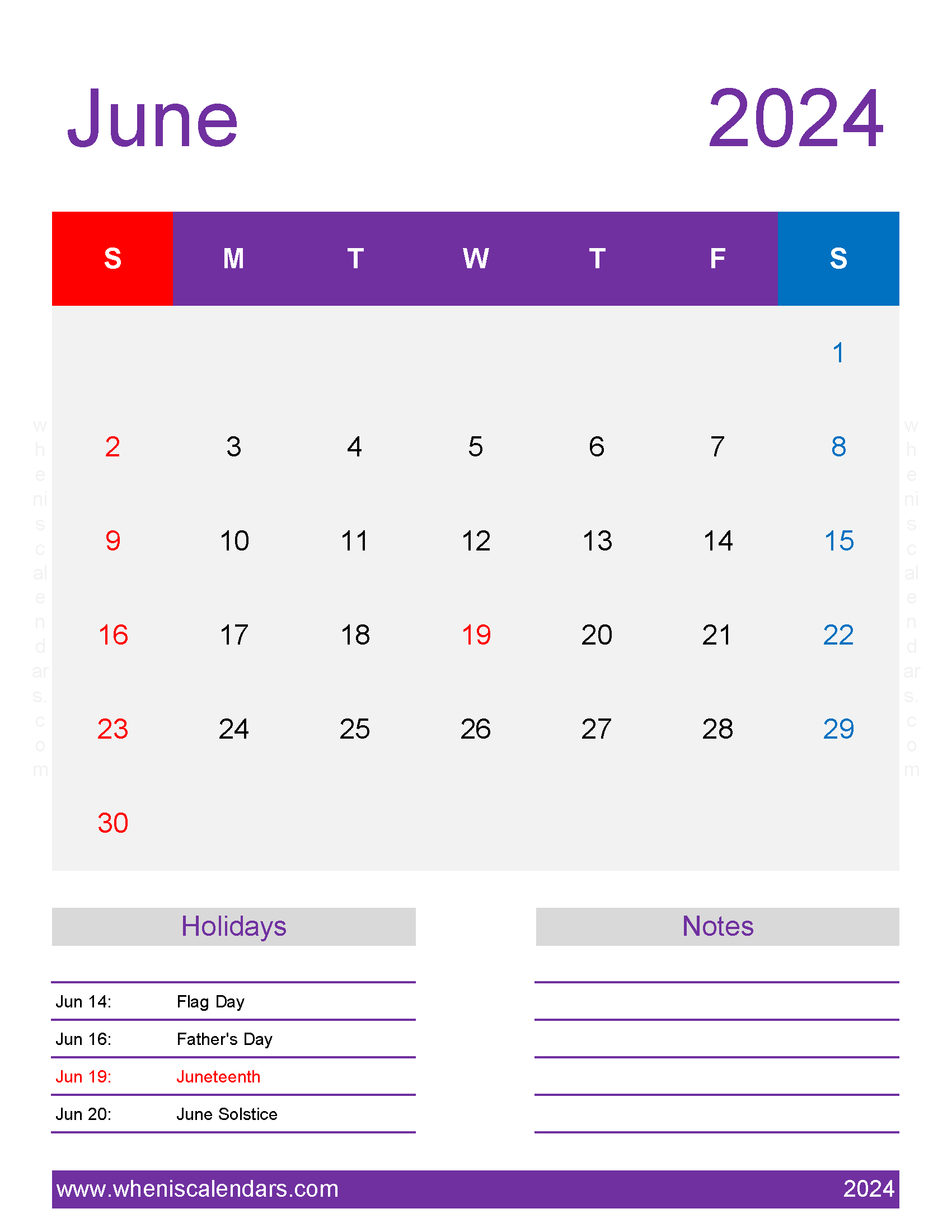 June month Calendar 2024 Printable Monthly Calendar