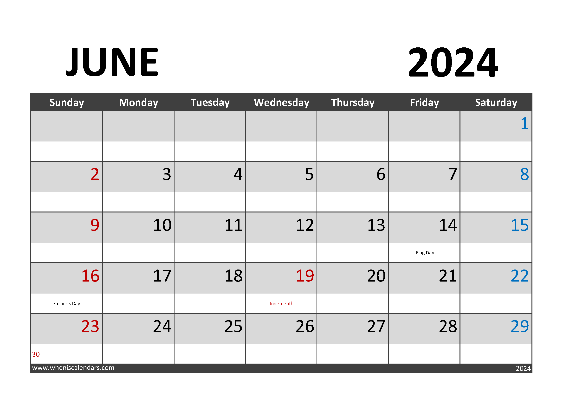 Printable June 2024 Calendar Printable Monthly Calendar