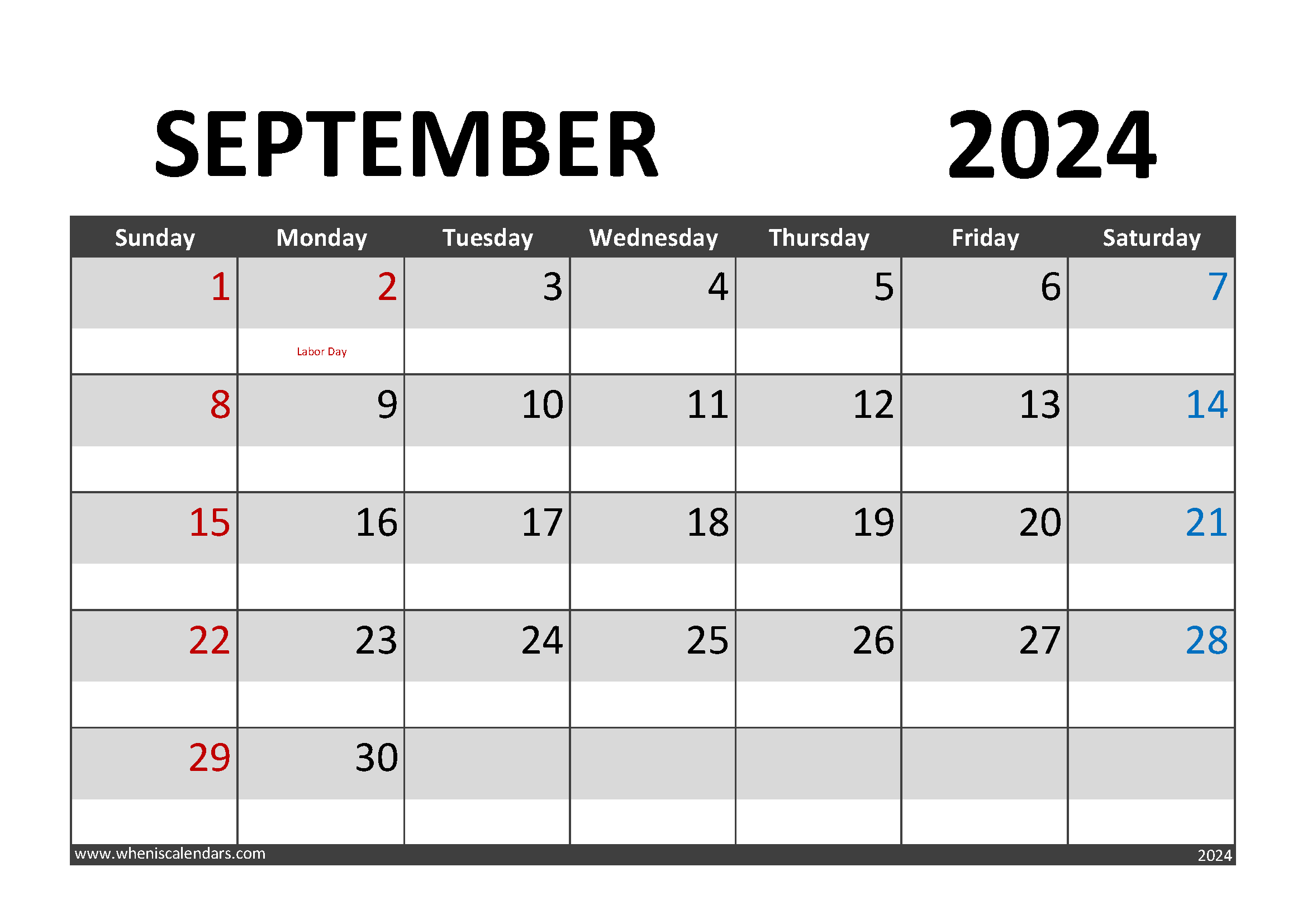 Printable September 2024 Calendar Printable Monthly Calendar