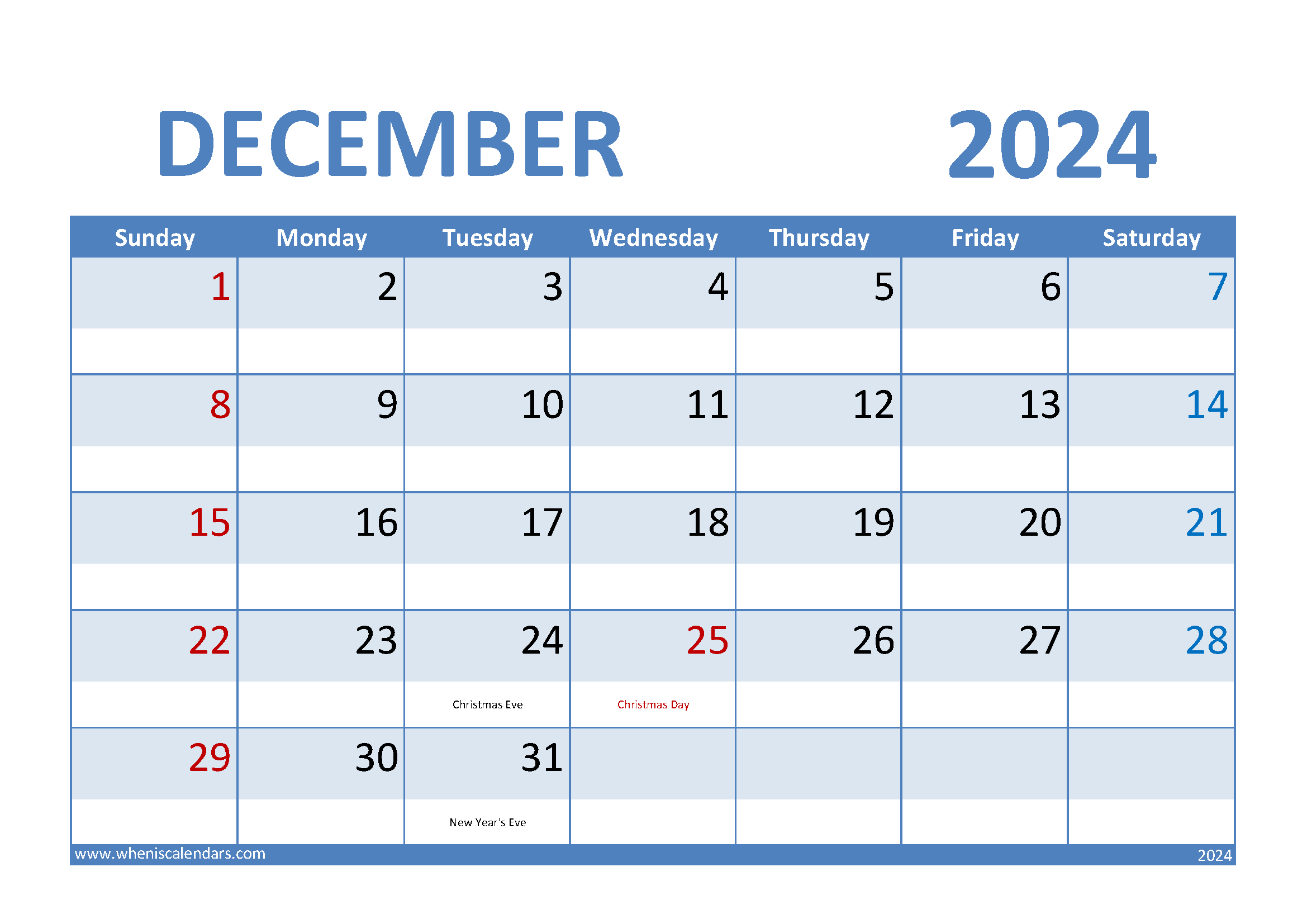 Free December 2024 Calendar Printable Monthly Calendar