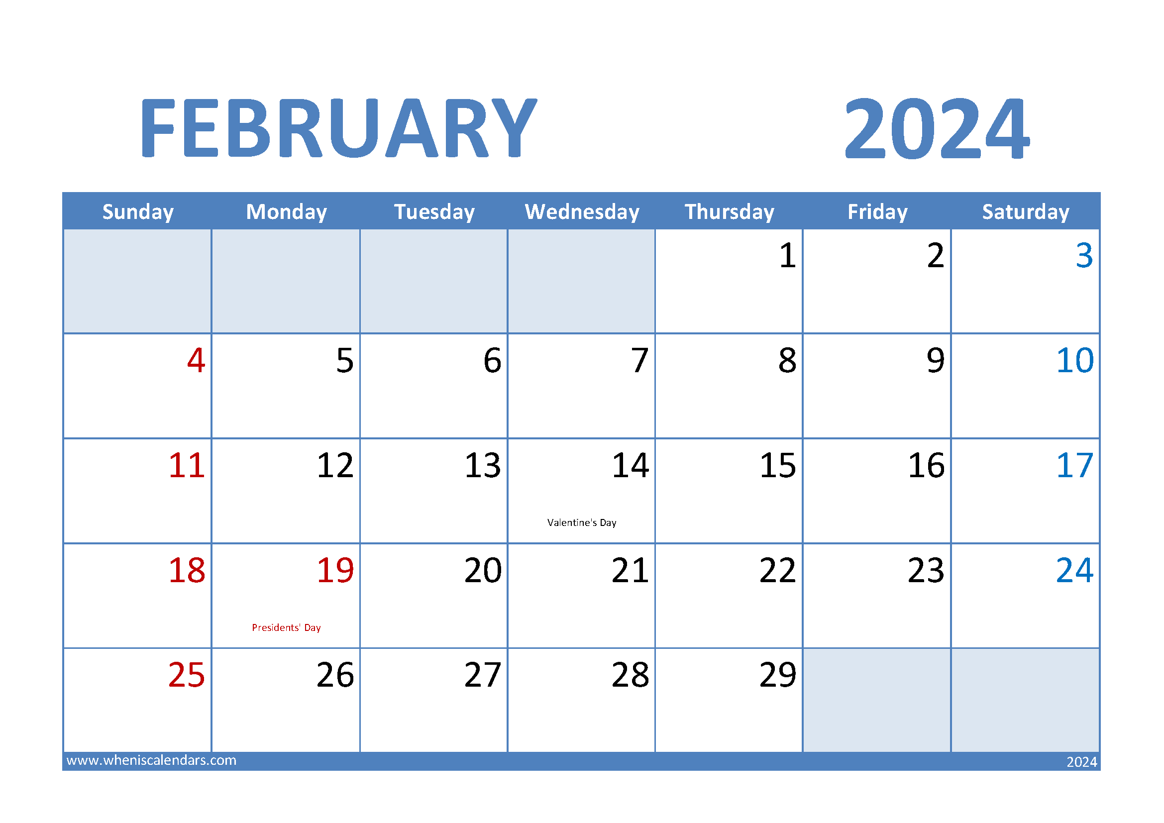 February 2024Calendar Printable Monthly Calendar