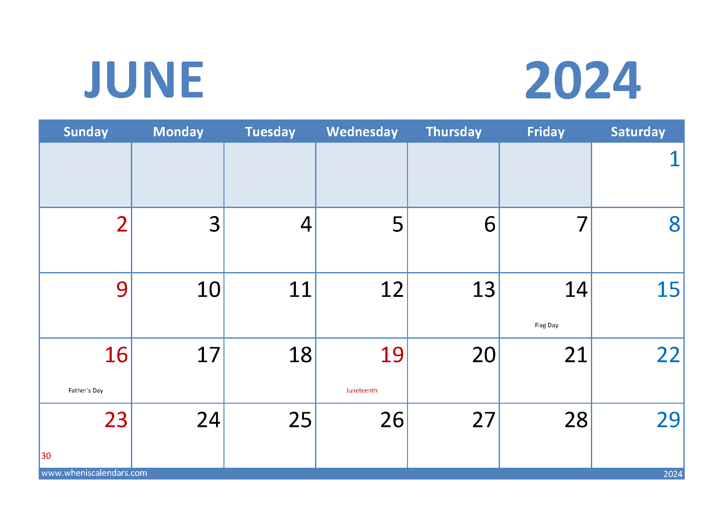 June 2024Calendar Printable Monthly Calendar