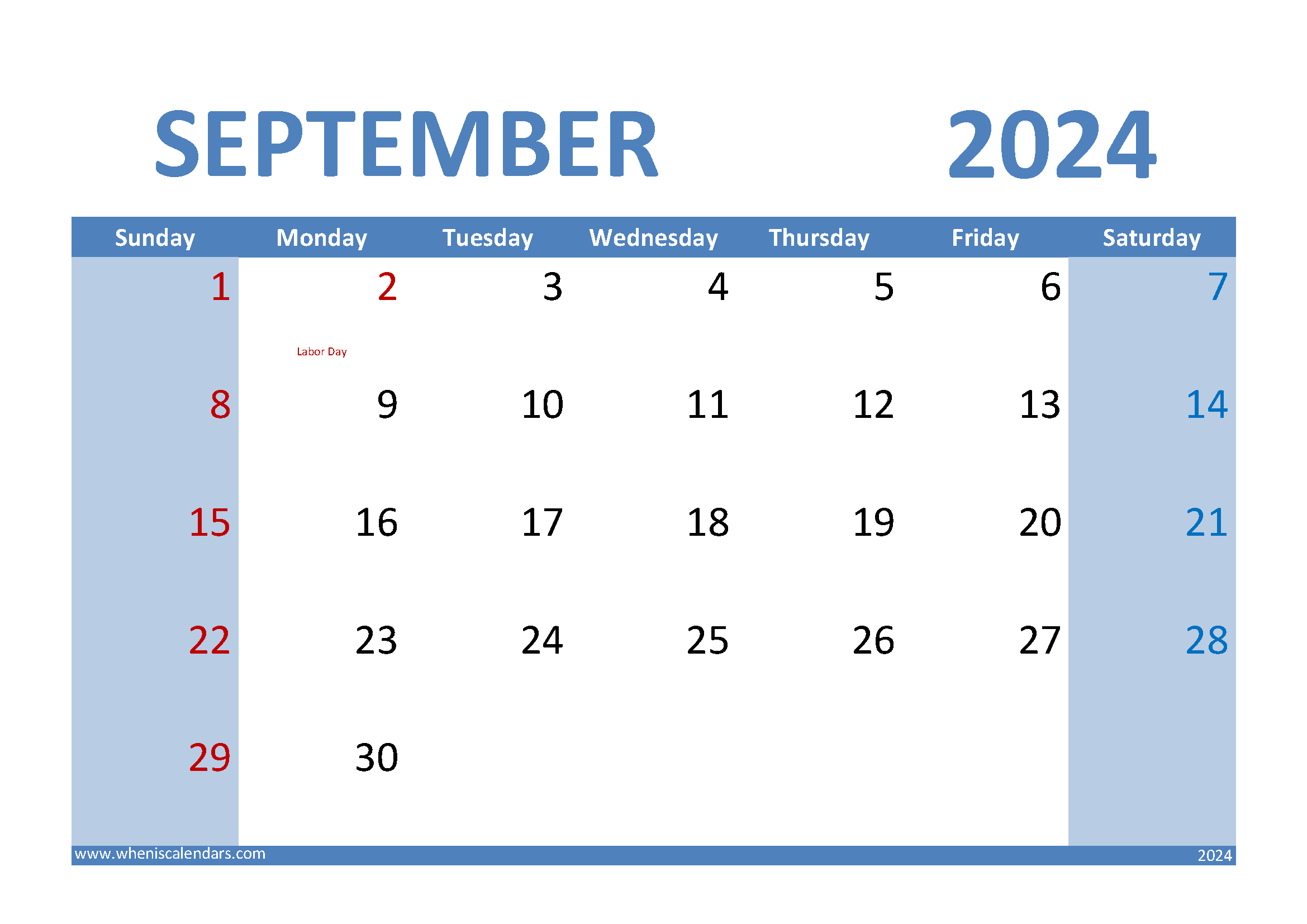 2024 September Printable Monthly Calendar