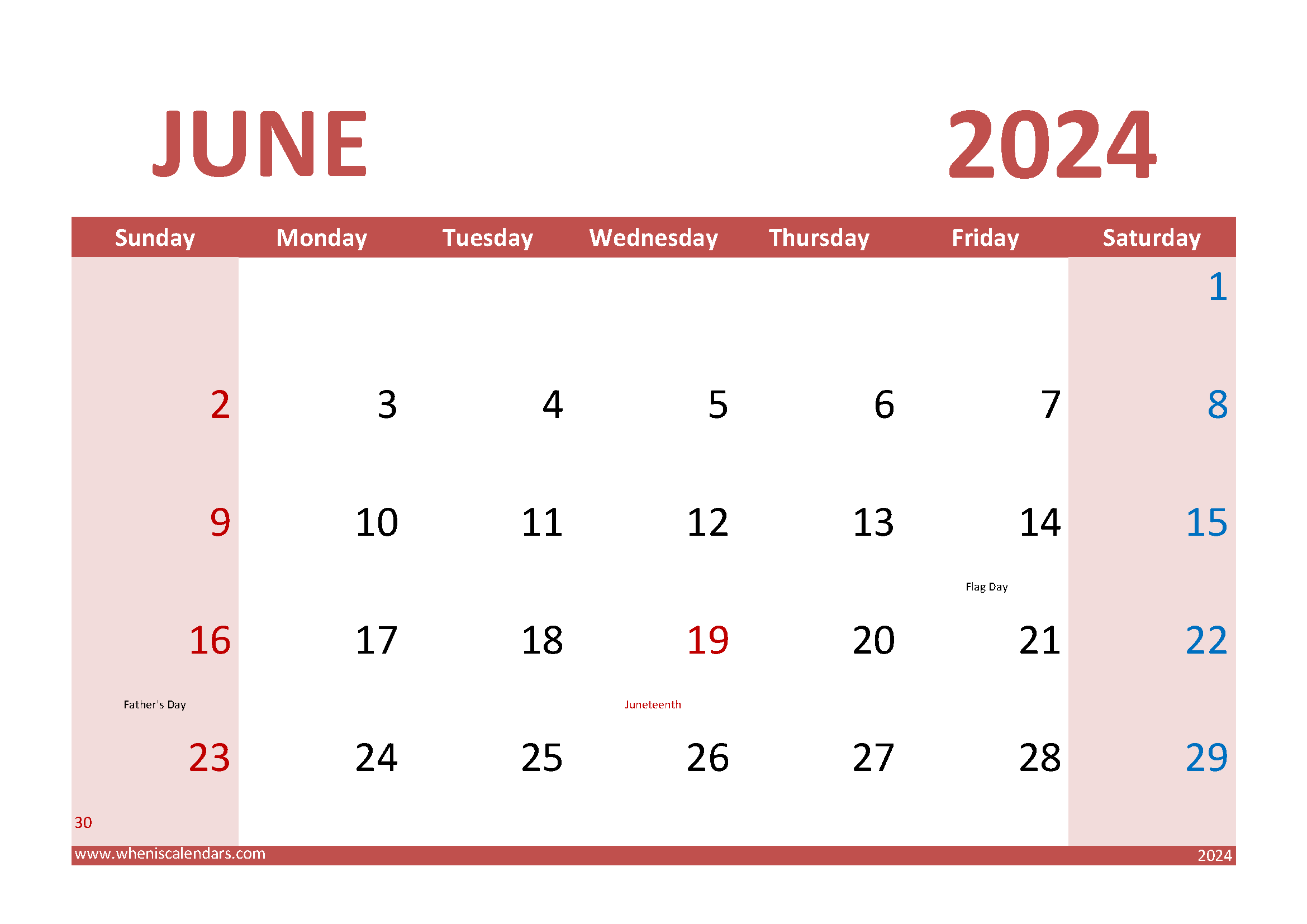 planner June 2024 pdf Monthly Calendar