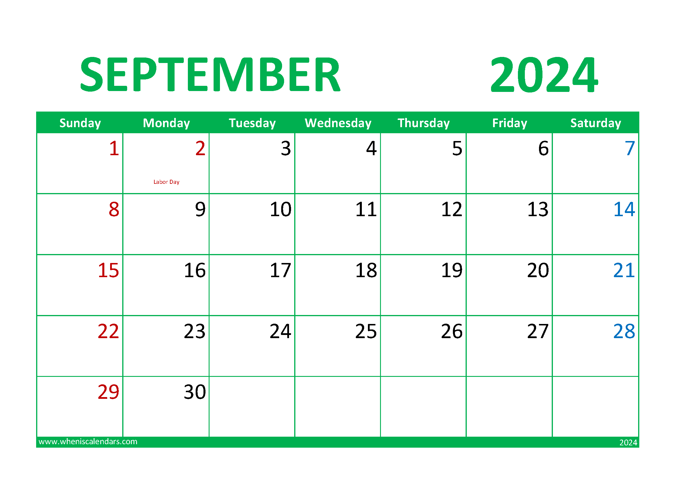 September print Calendar 2024 Monthly Calendar