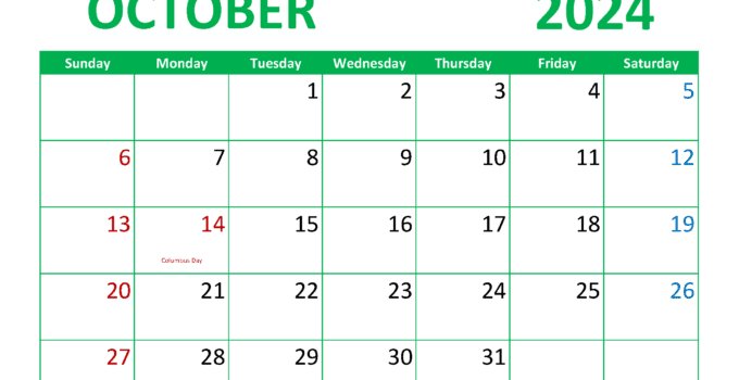 October 2024 Calendar Printable Free Monthly Calendar