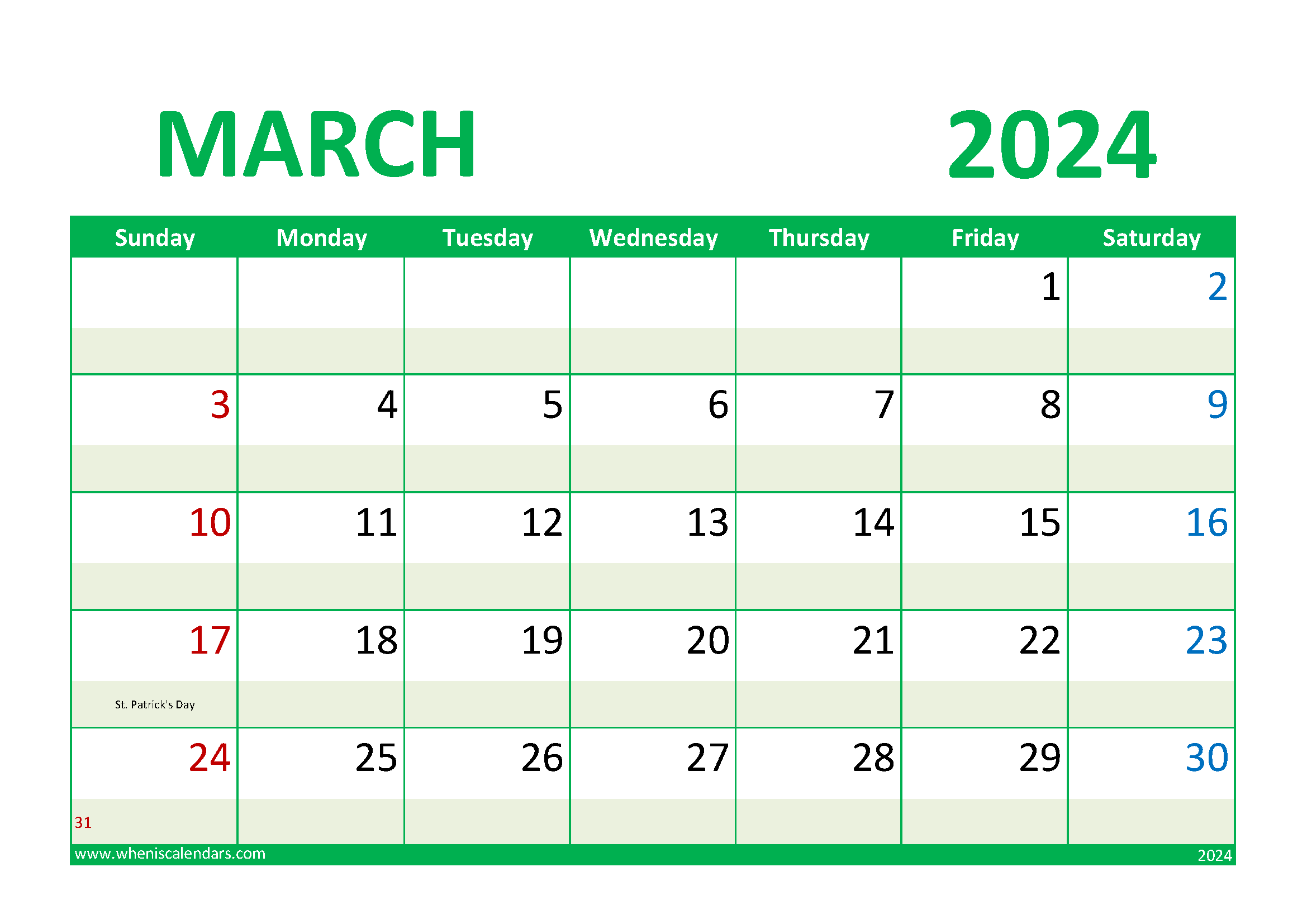 Free Printable 2024 Monthly Calendar with Holidays