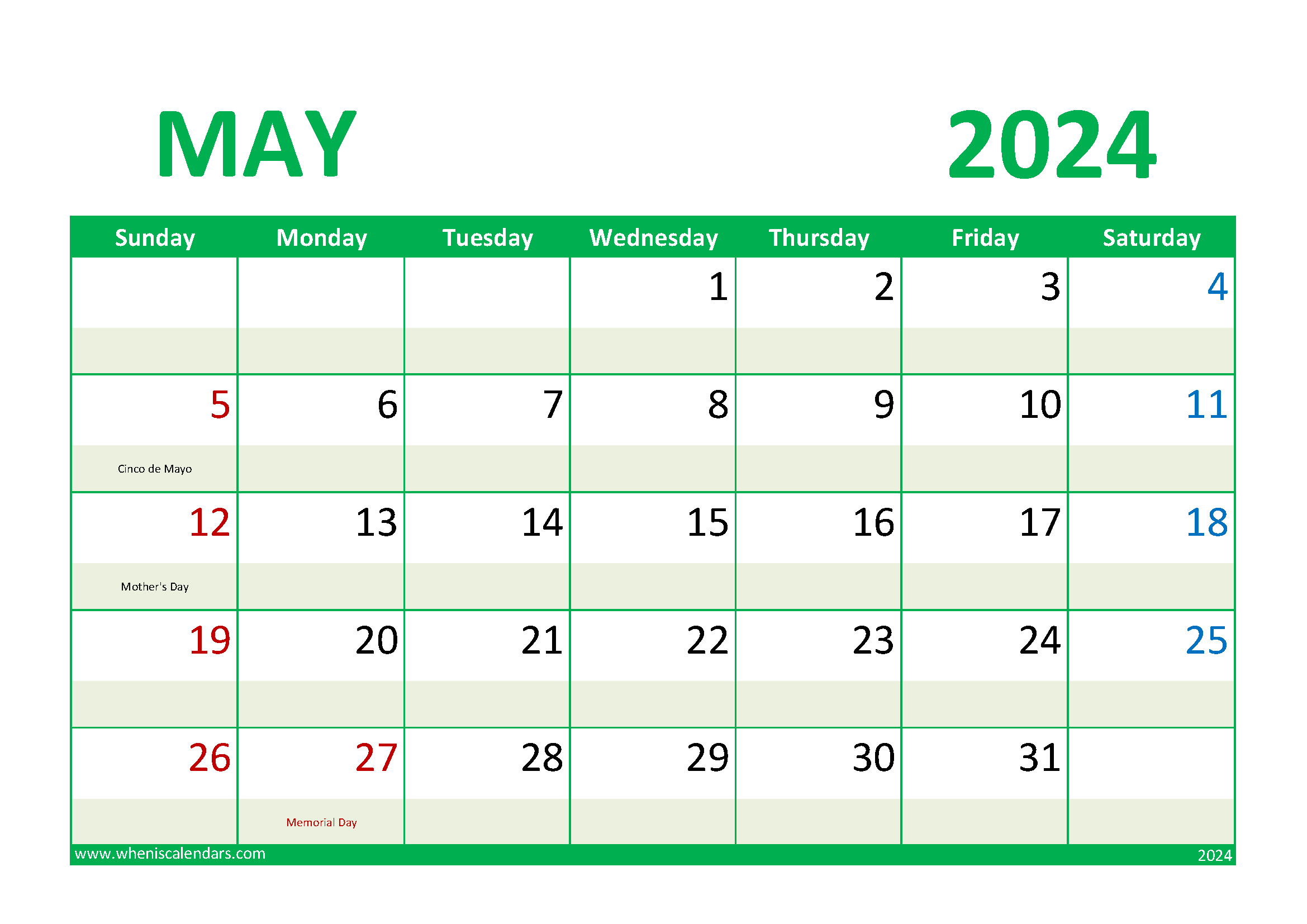 Printable Free Calendar May 2024 Monthly Calendar
