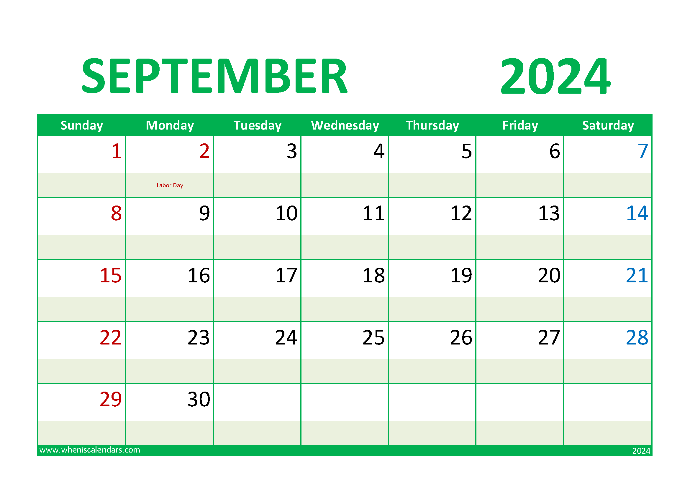 2024 September Calendar Holiday Monthly Calendar