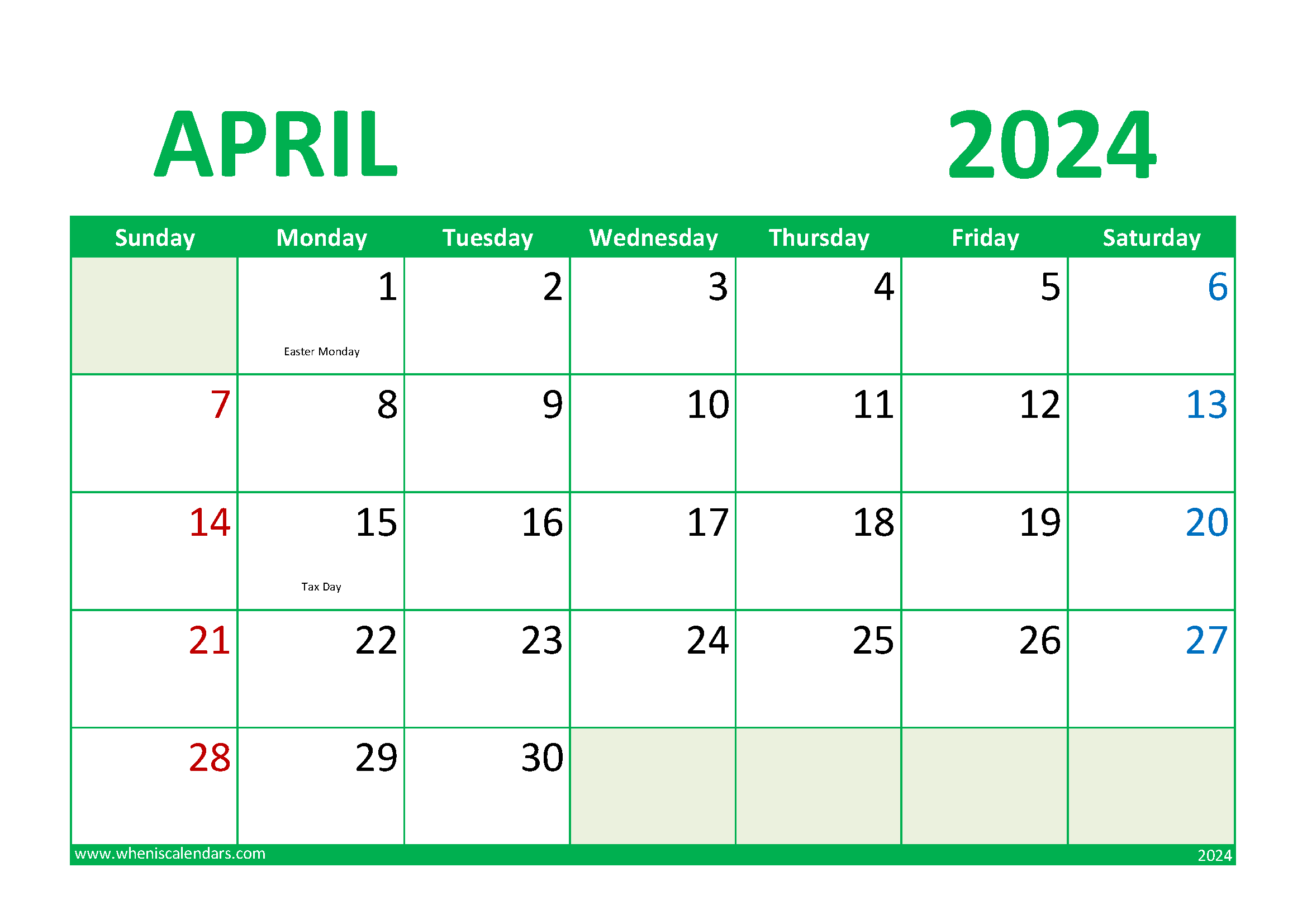 2024 Monthly Calendar Template Word
