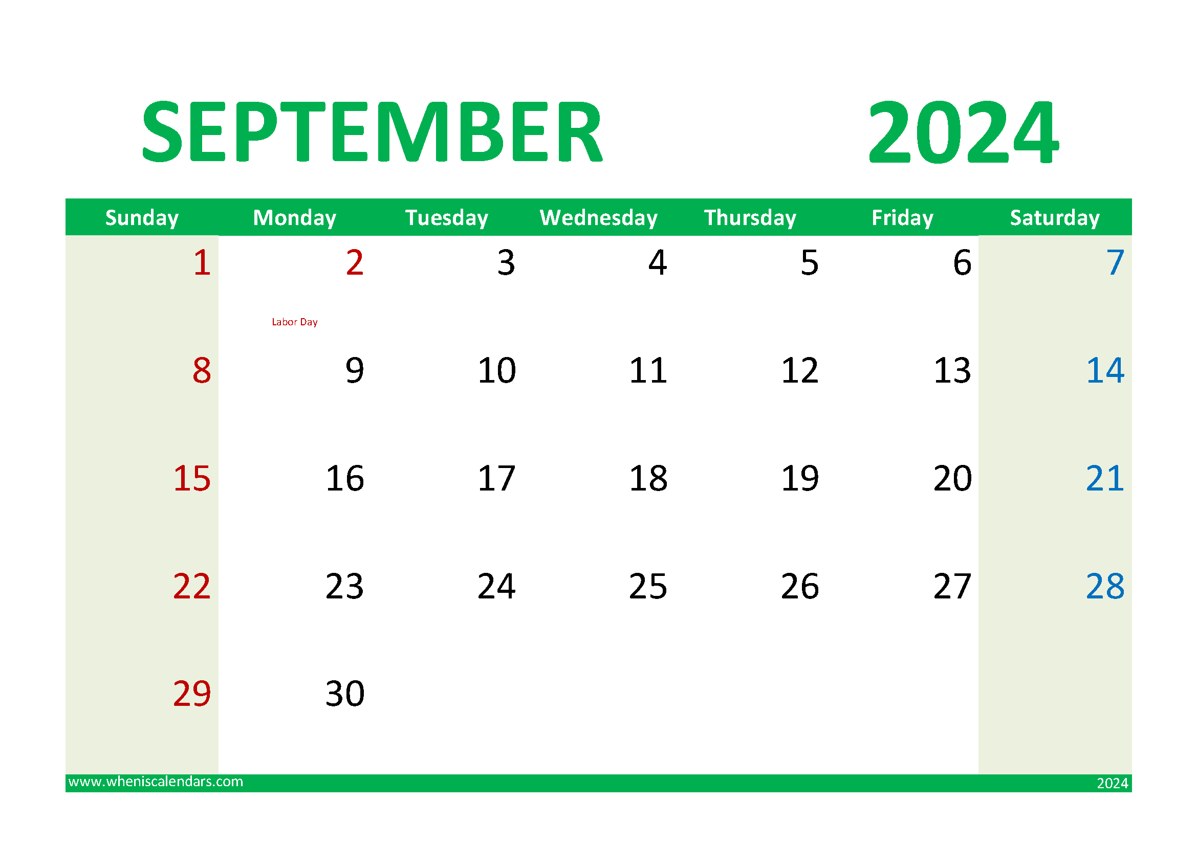 September 2024 Printable Calendar Free Monthly Calendar