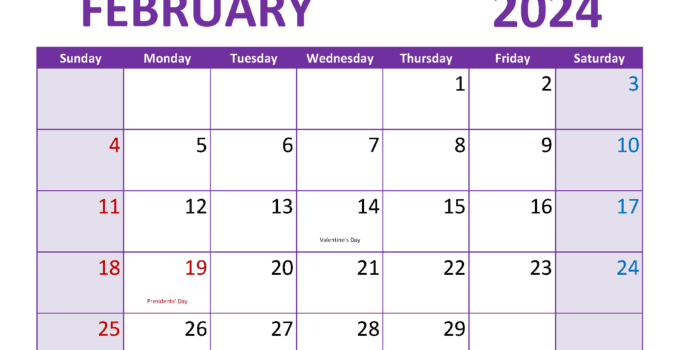 February 2024 Free Printable Calendar F24024