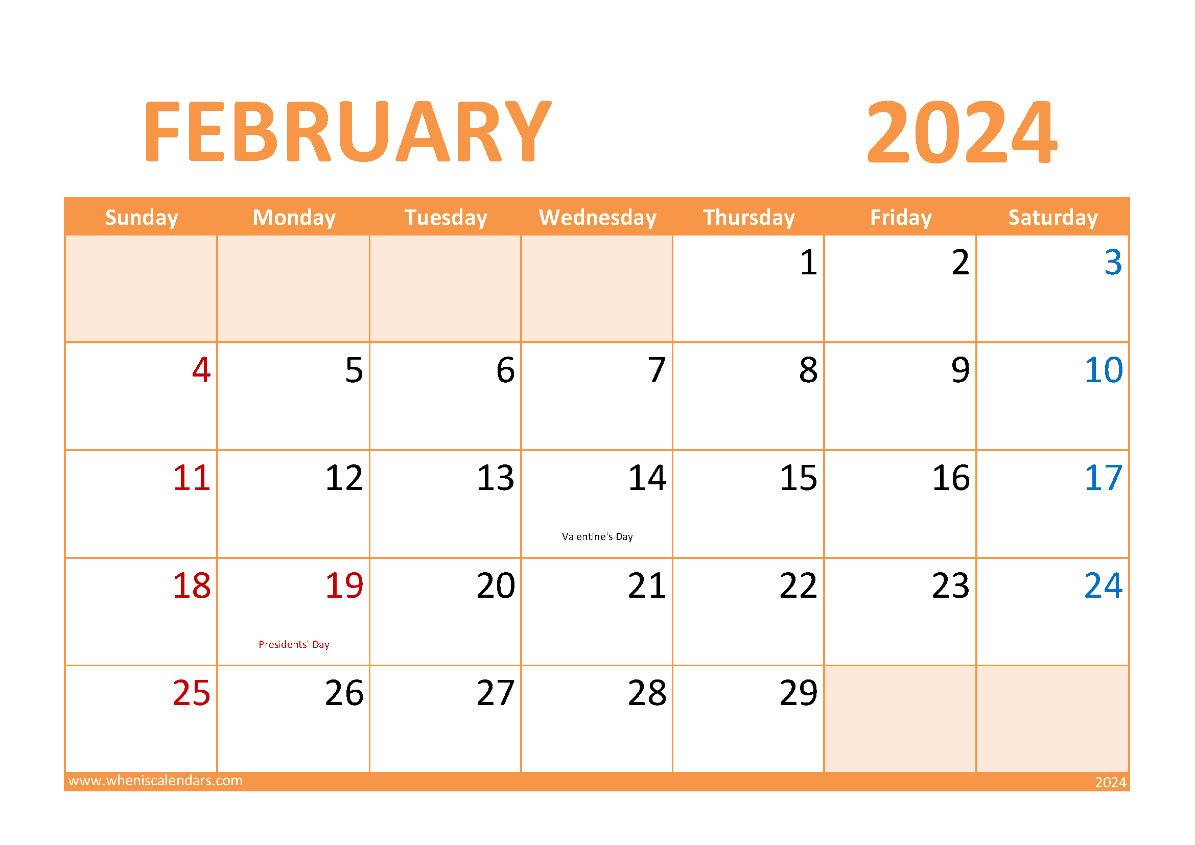 February Blank Calendar 2024 Monthly Calendar