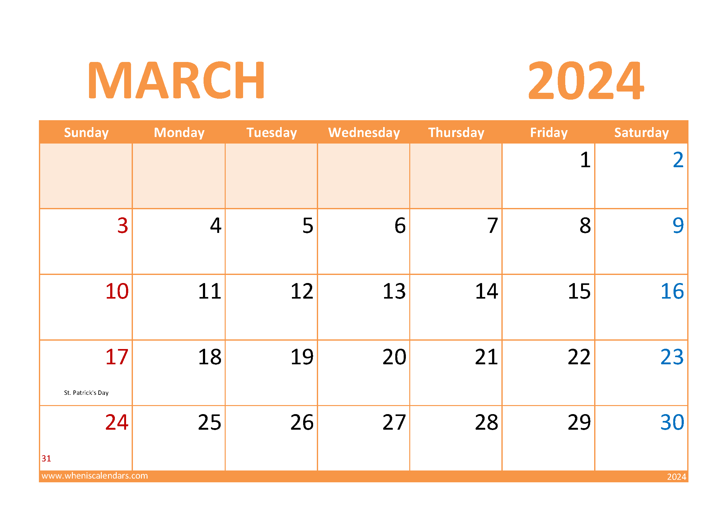 March planner Template 2024 Monthly Calendar