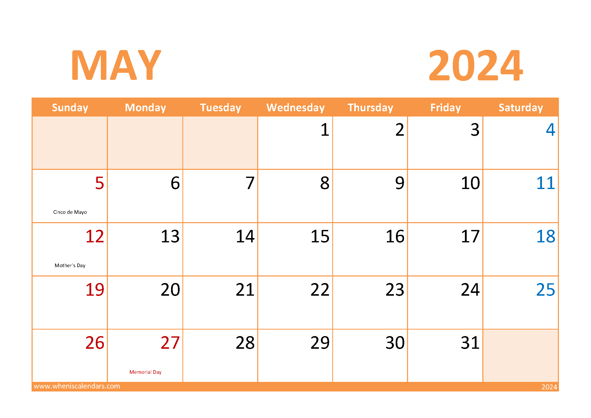 April Blank Calendar 2024 Monthly Calendar