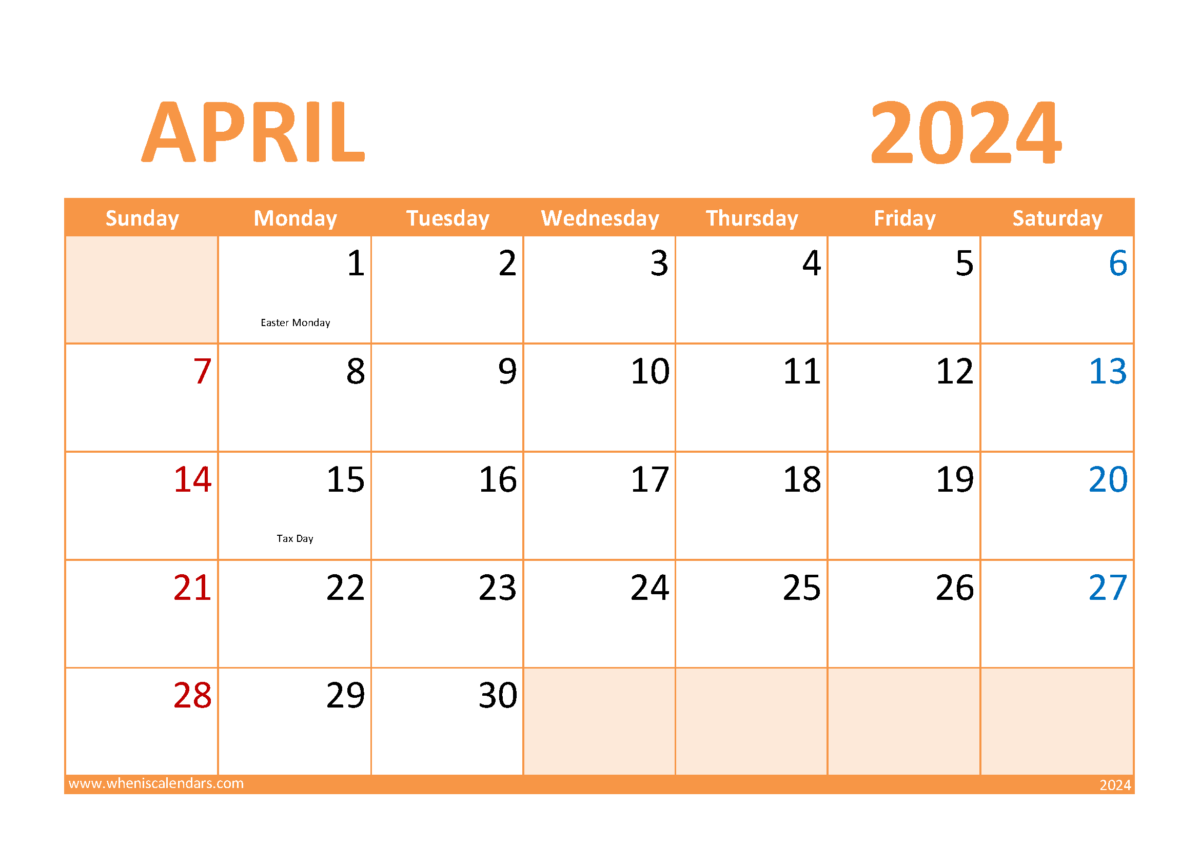 May Blank Calendar 2024 M54028