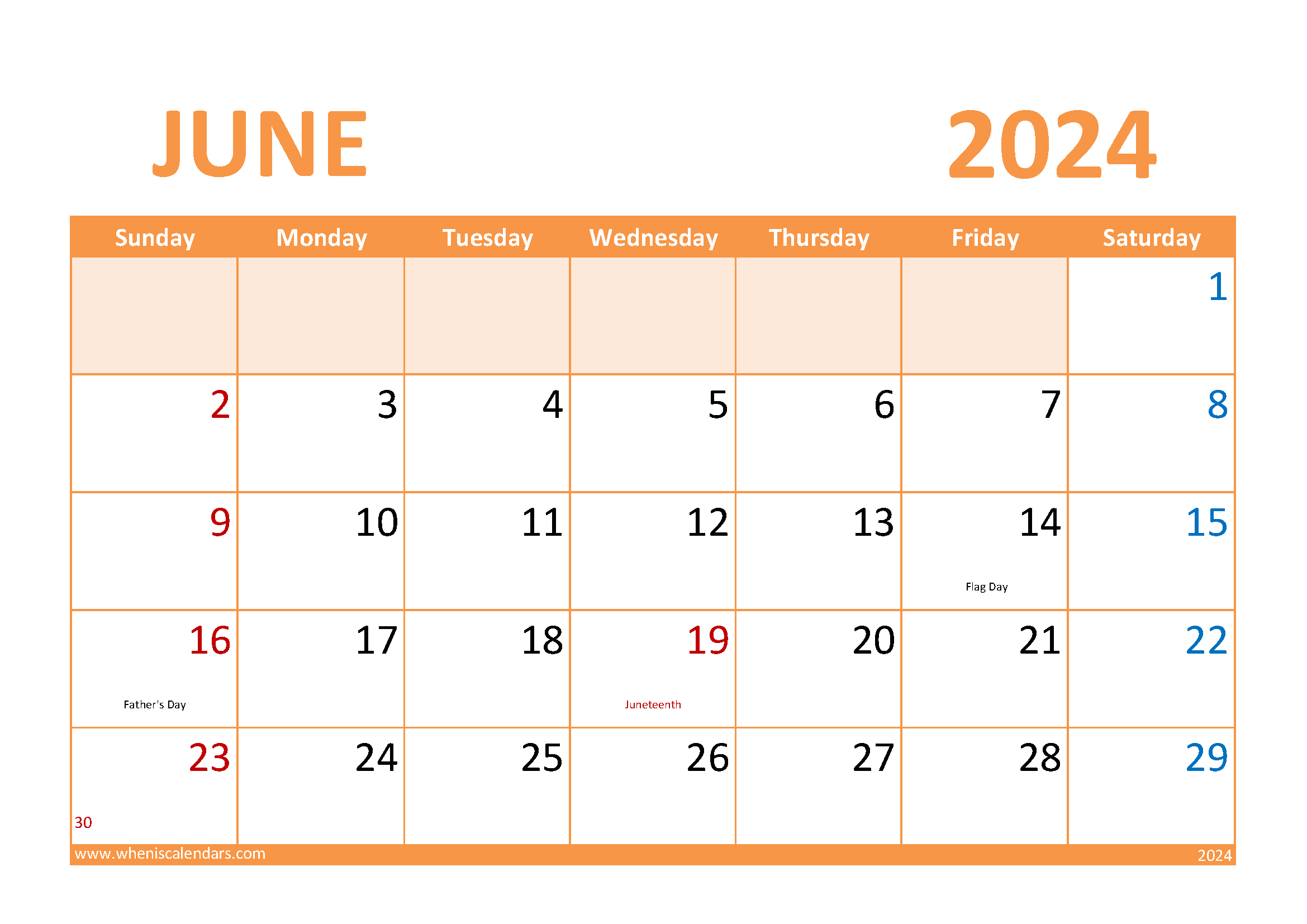 June planner Template 2024 Monthly Calendar
