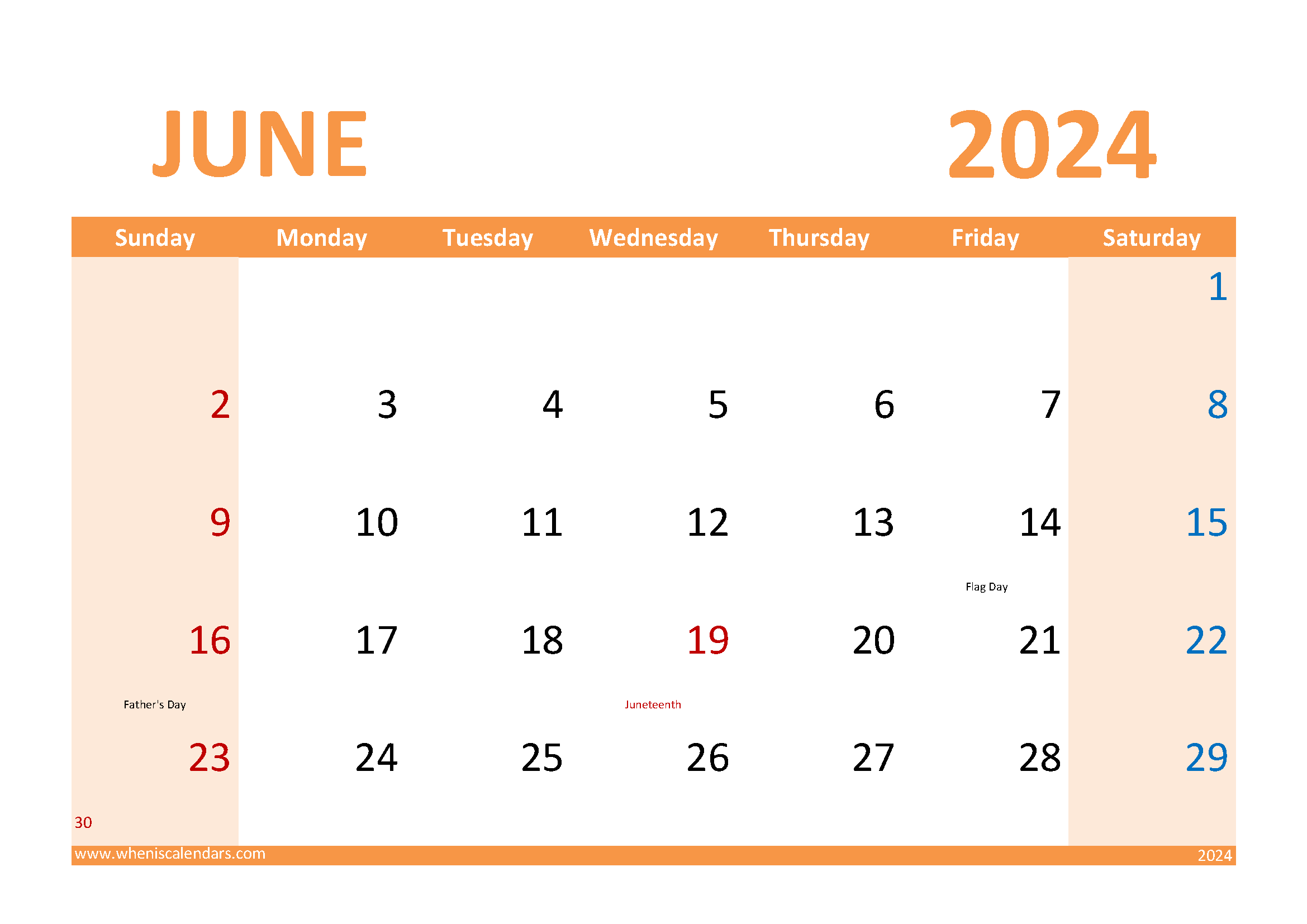 Free 2024 June Calendar Printable Monthly Calendar