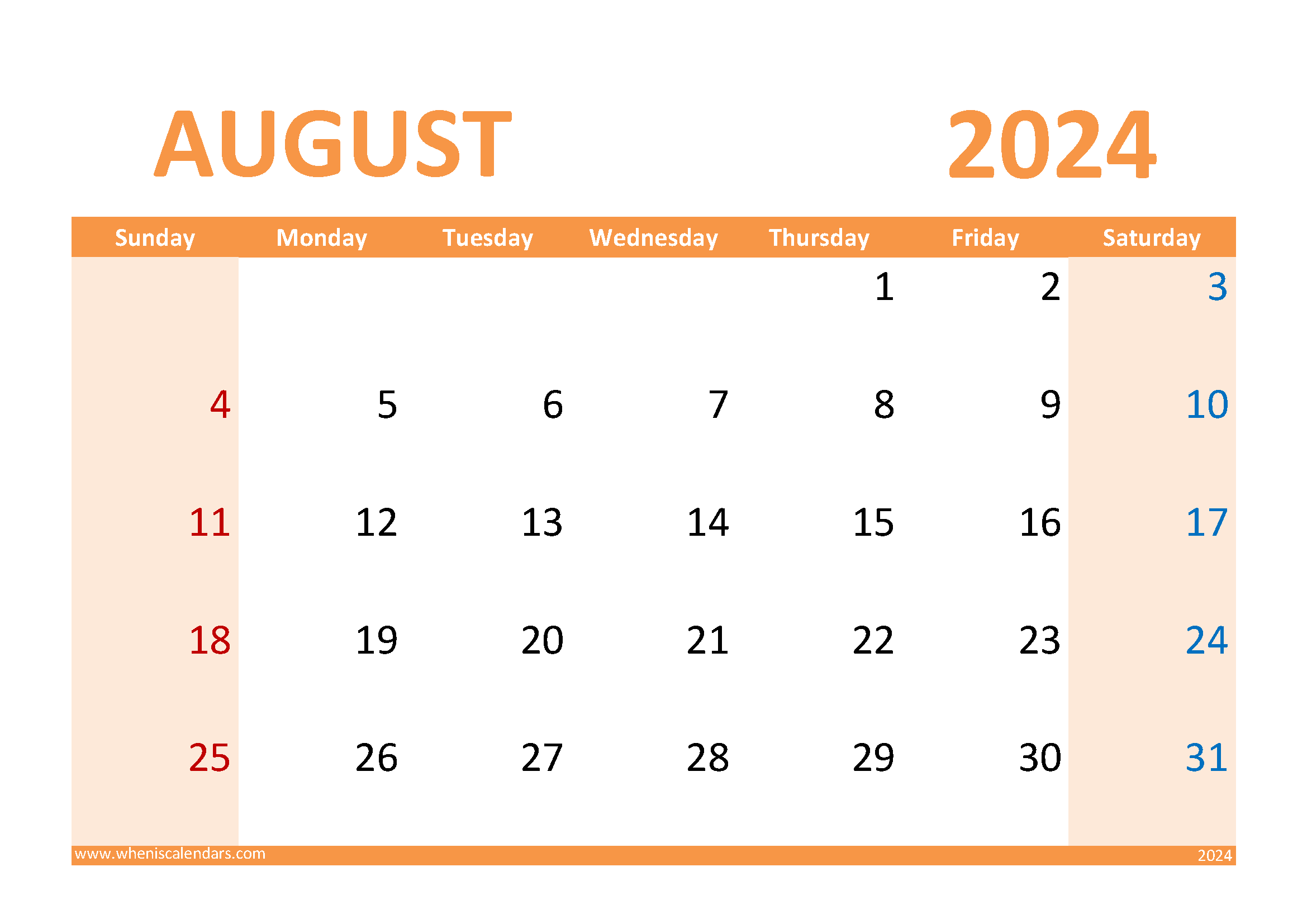 August 2024 Holidays and special days Monthly Calendar