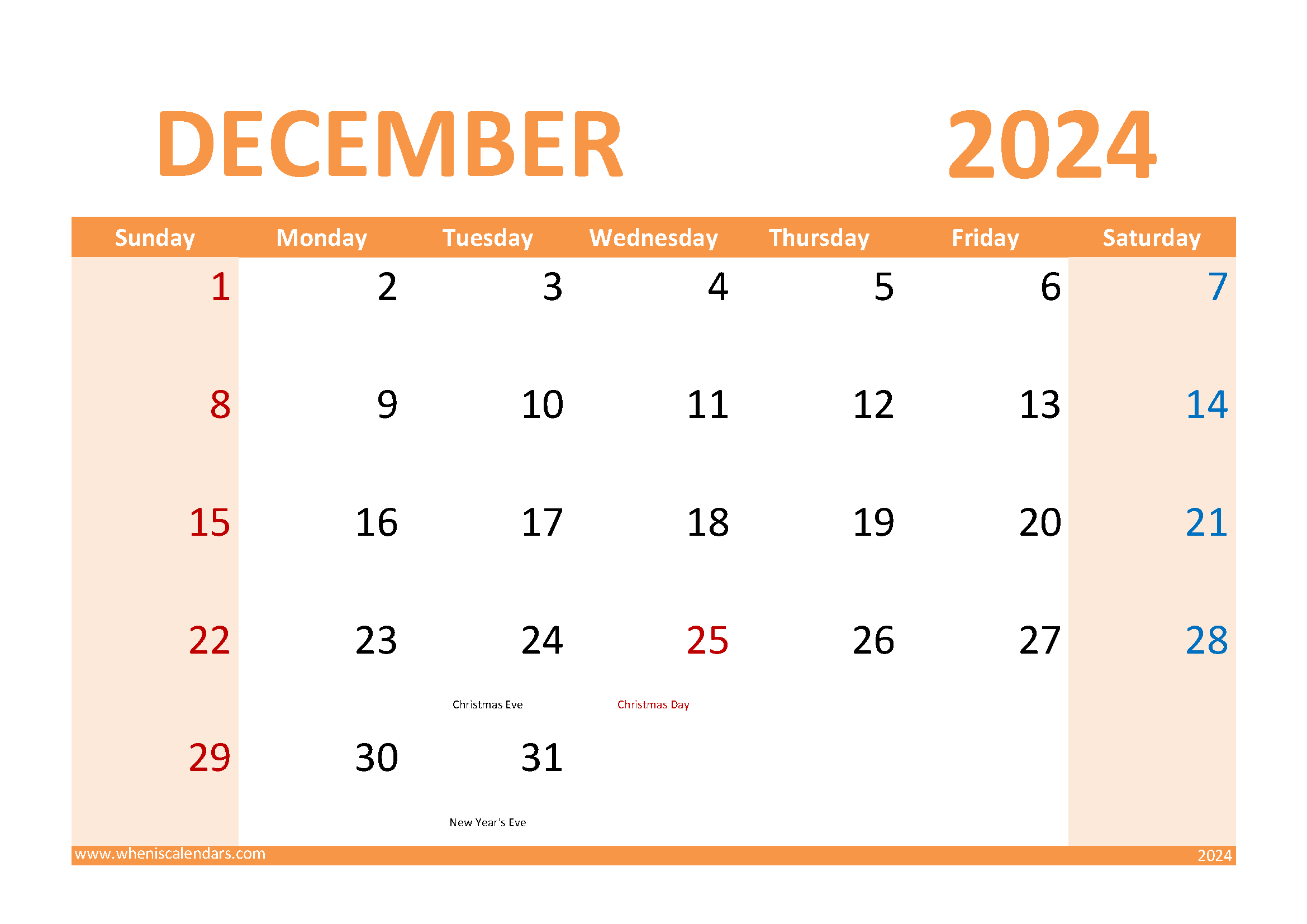 Free 2024 December Calendar Printable Monthly Calendar