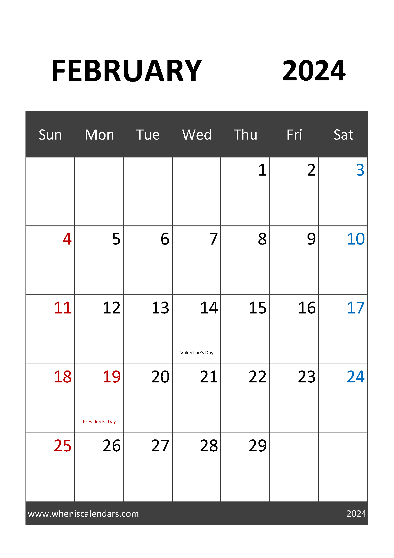 Printable February Calendar 2024 Free Monthly Calendar